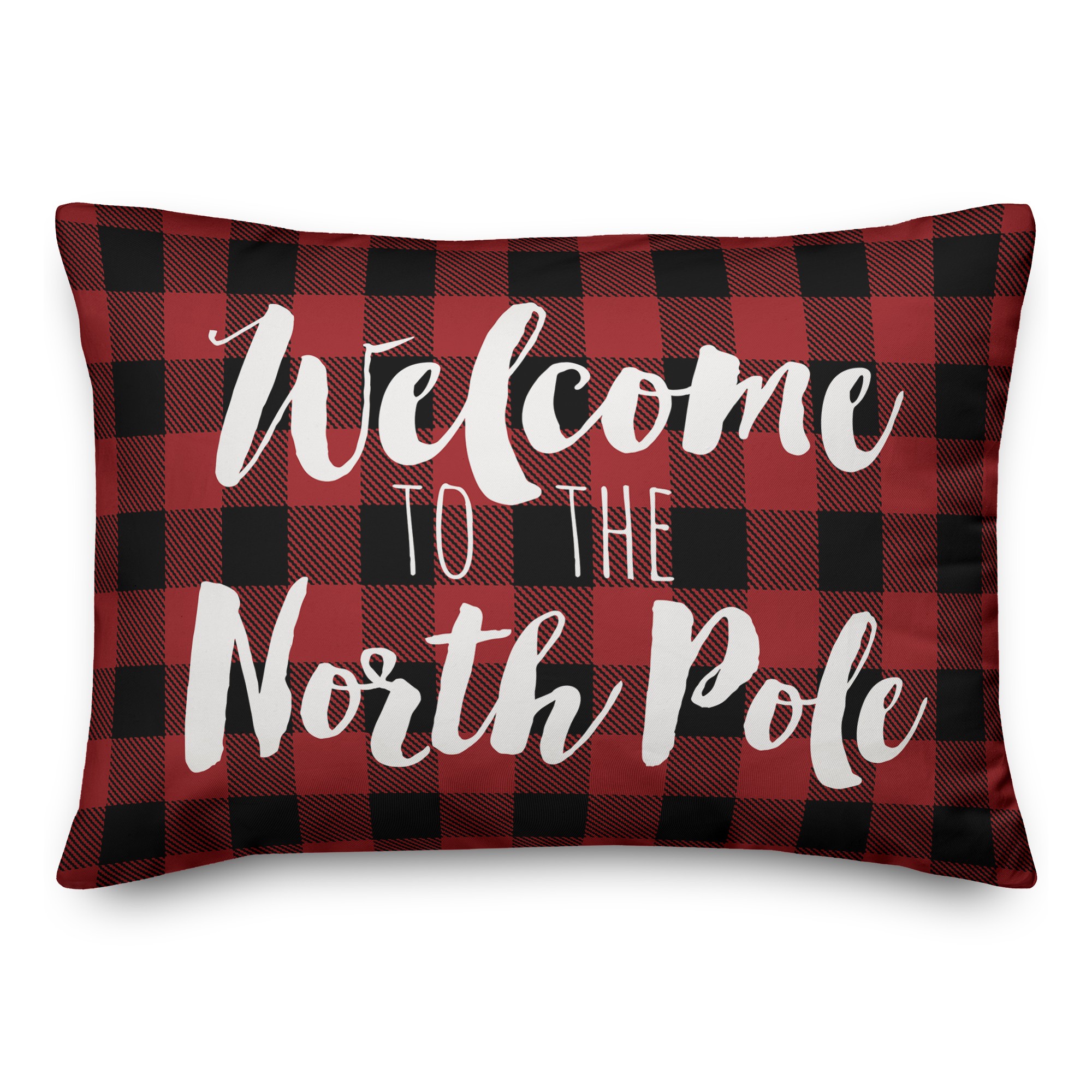 Plaid Welcome To The North Pole Pillow