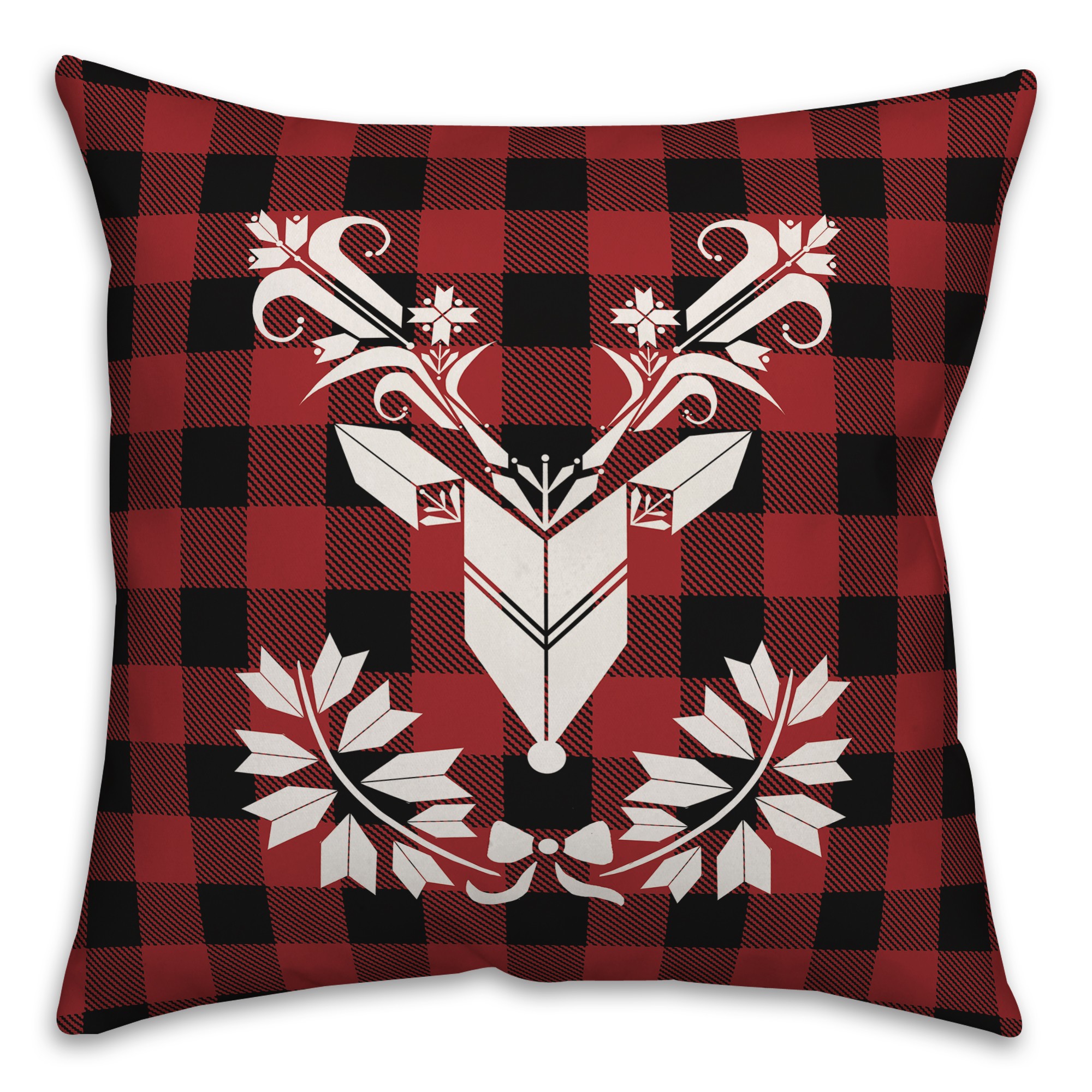 Plaid Ornamental Reindeer Pillow