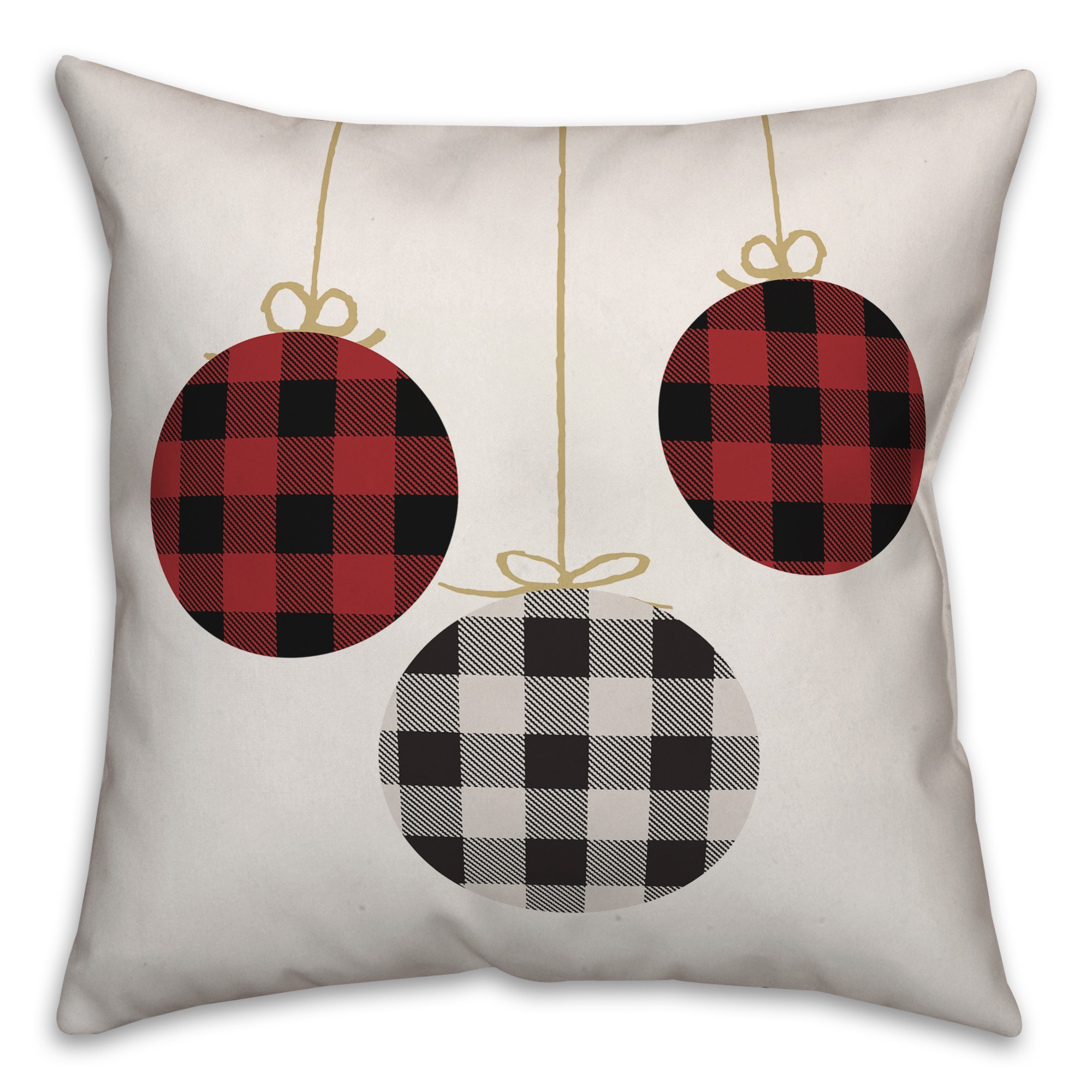 Plaid Christmas Ornaments Pillow