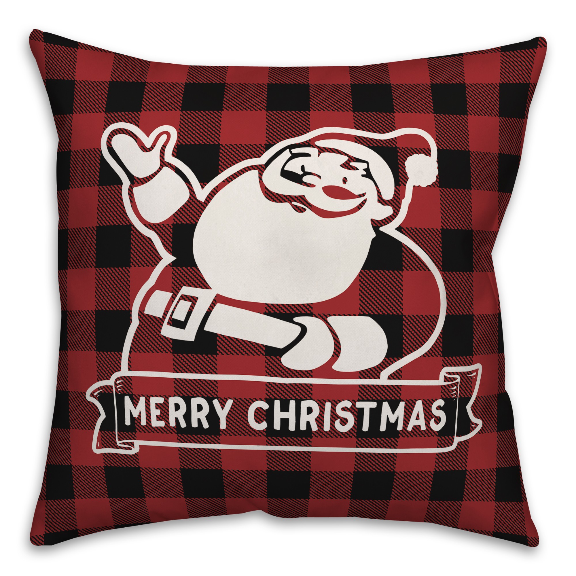 Plaid Retro Santa Pillow