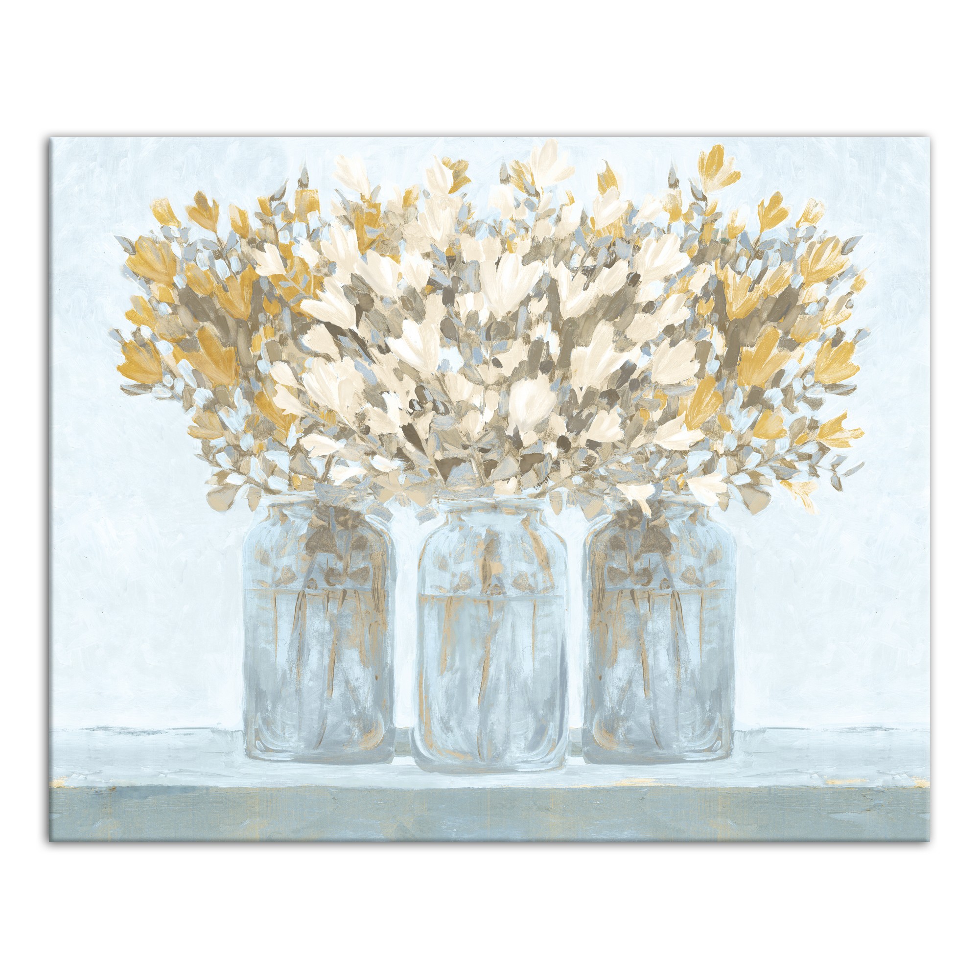 Abstract Floral Jar Trio 24x30 Canvas Wall Art