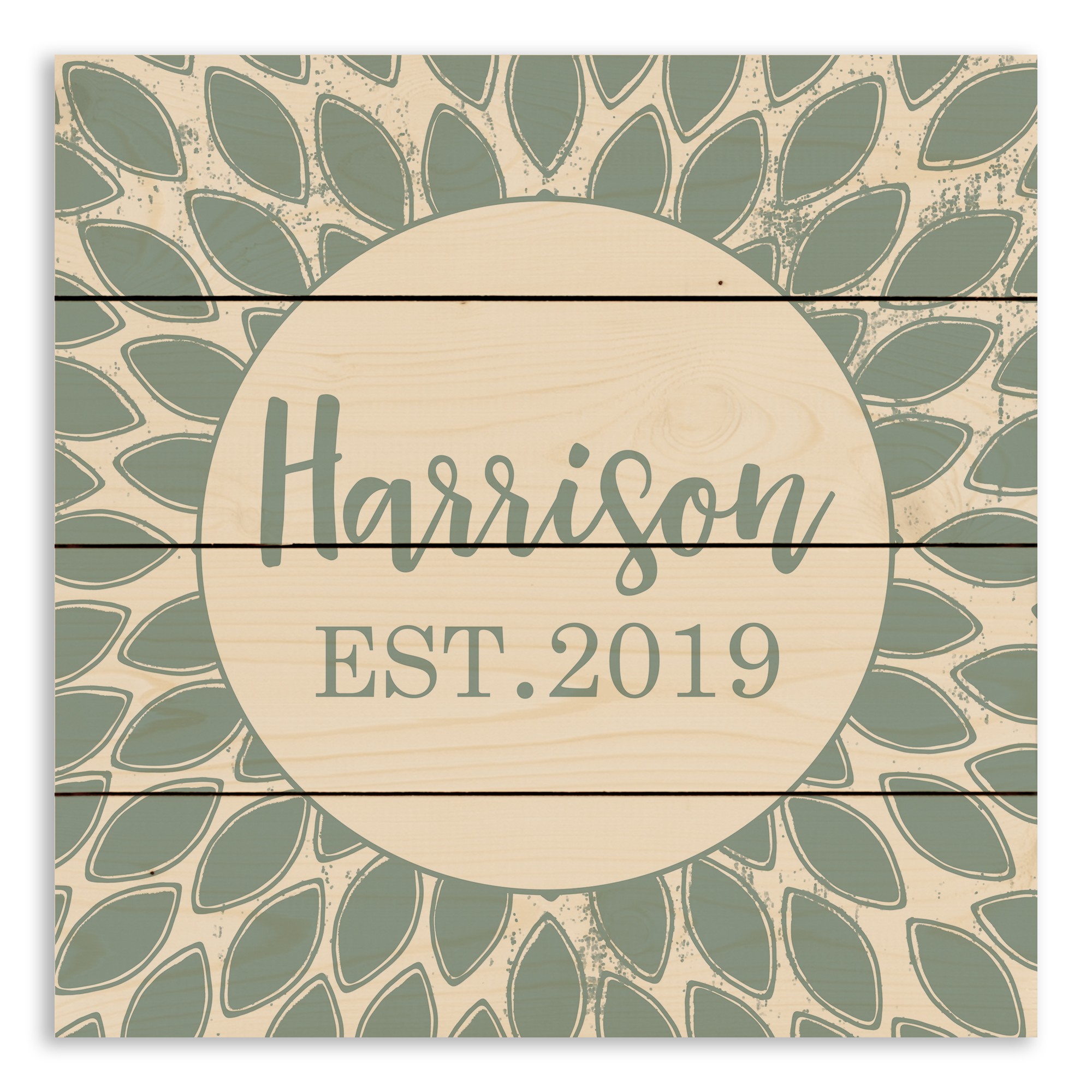 Teal Petal Wood Sign 14x14 Personalized Pallet Wood Art
