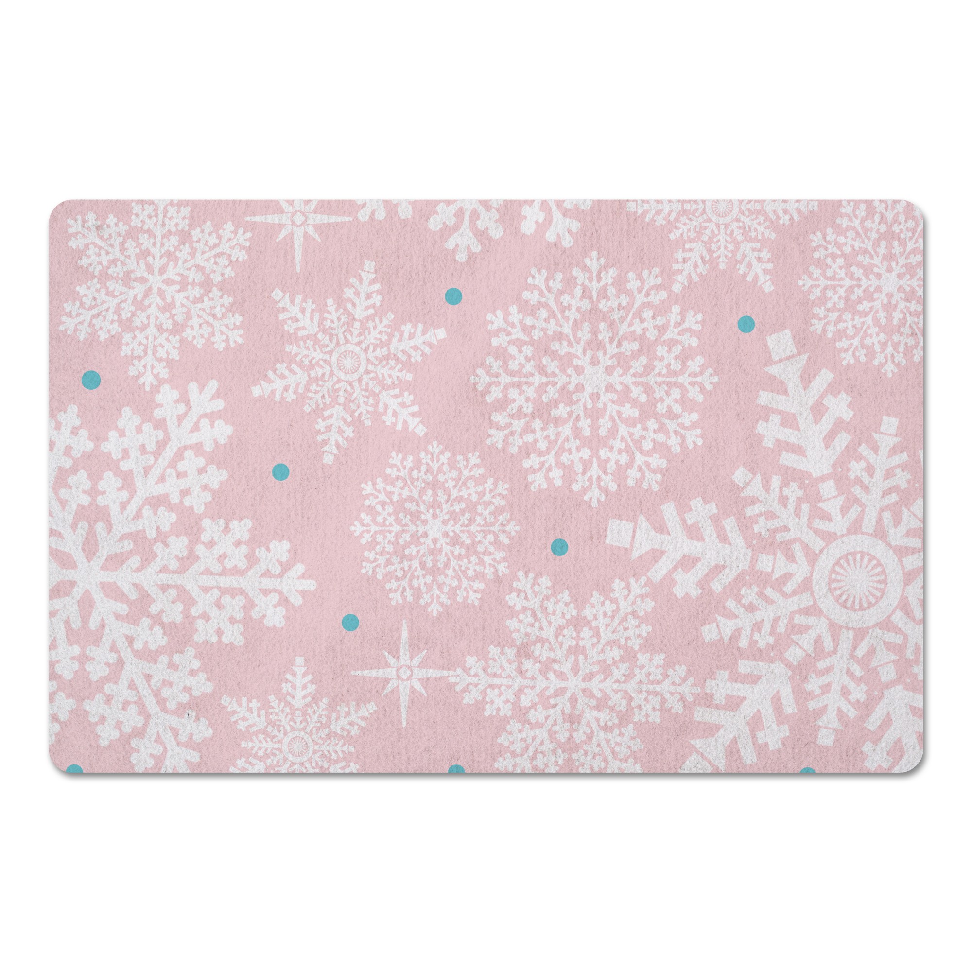 Pink Snowflake Pattern 27x18 Floor Mat