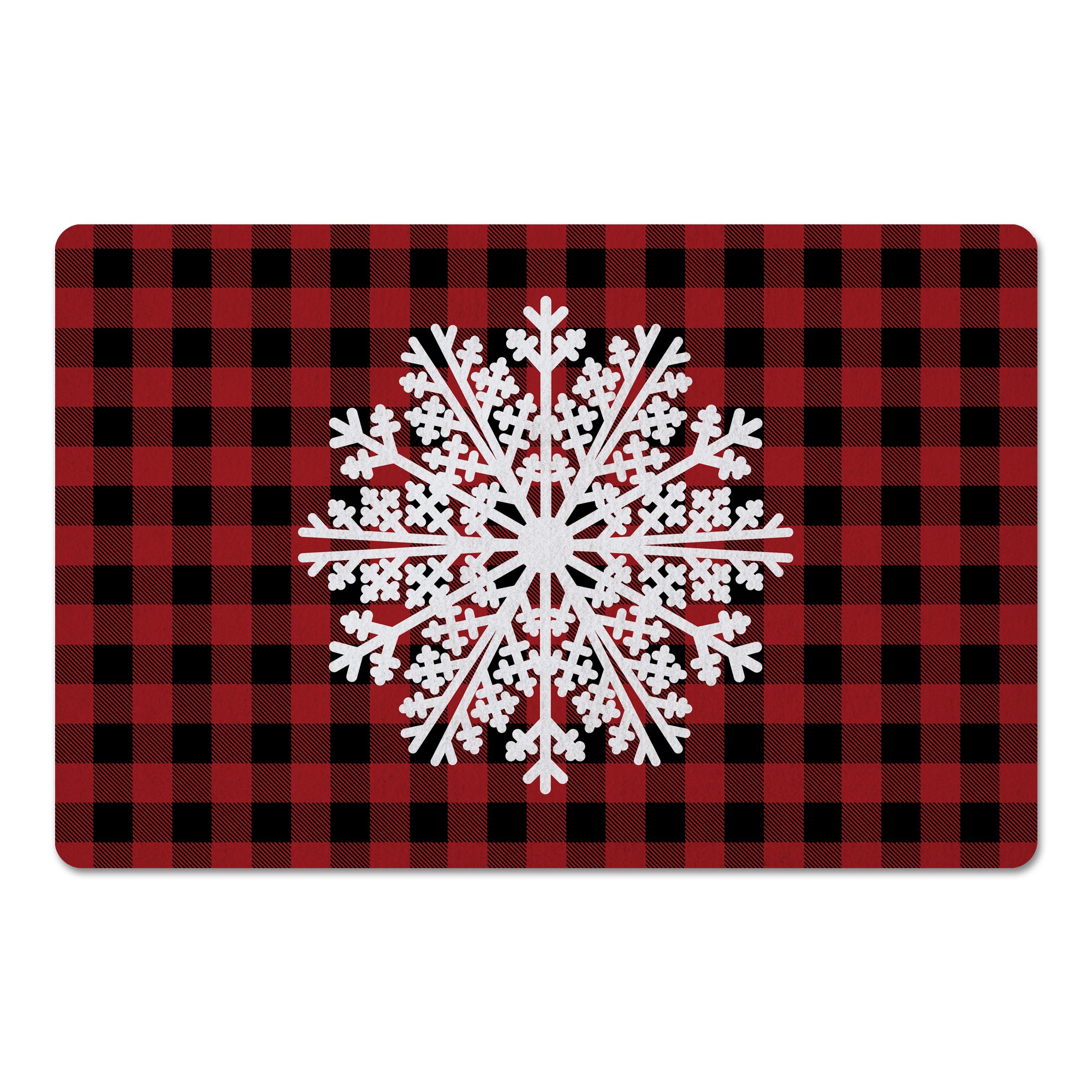 Plaid Snowflake 27x18 Floor Mat