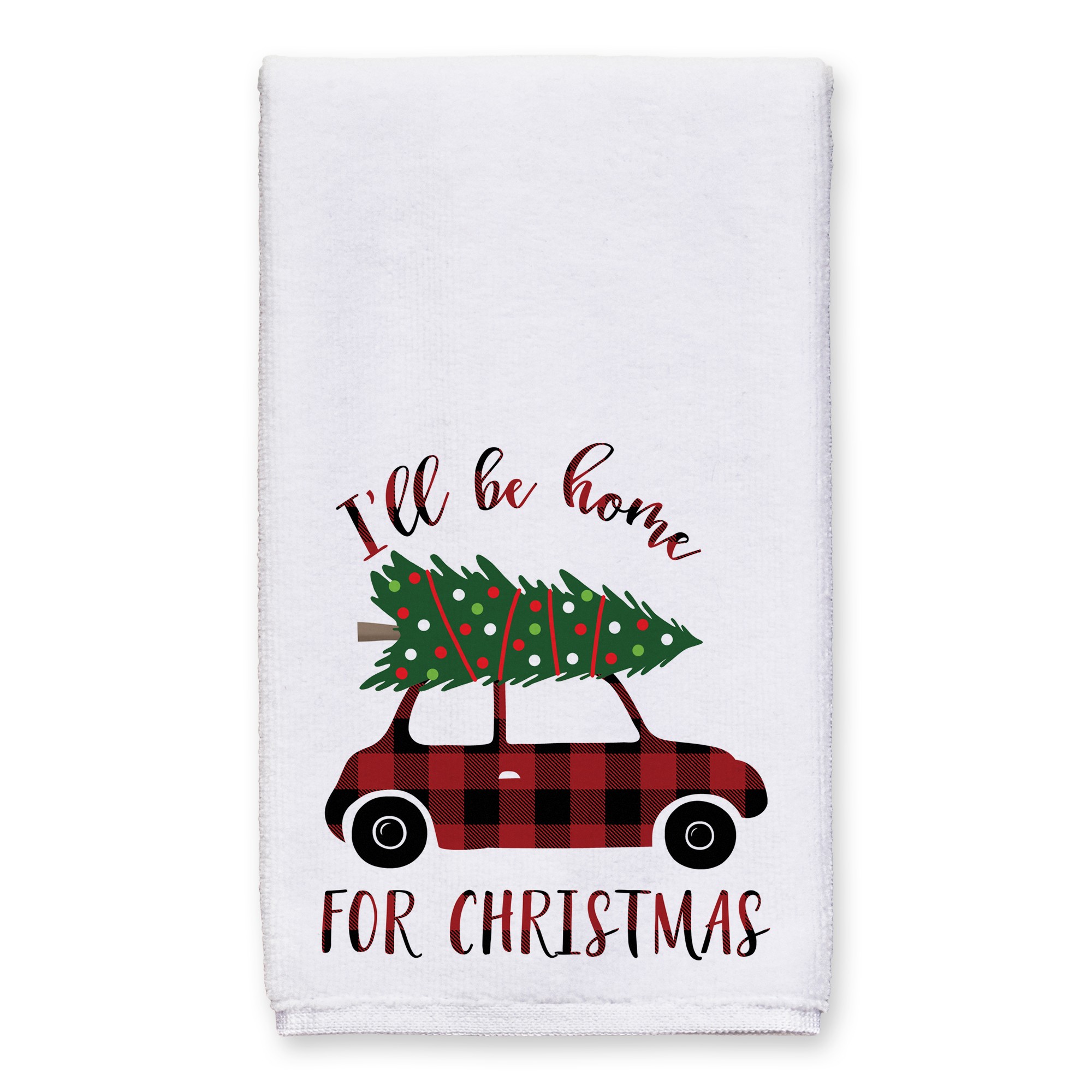 I'll Be Home for Christmas - Plaid 16x25 Towel