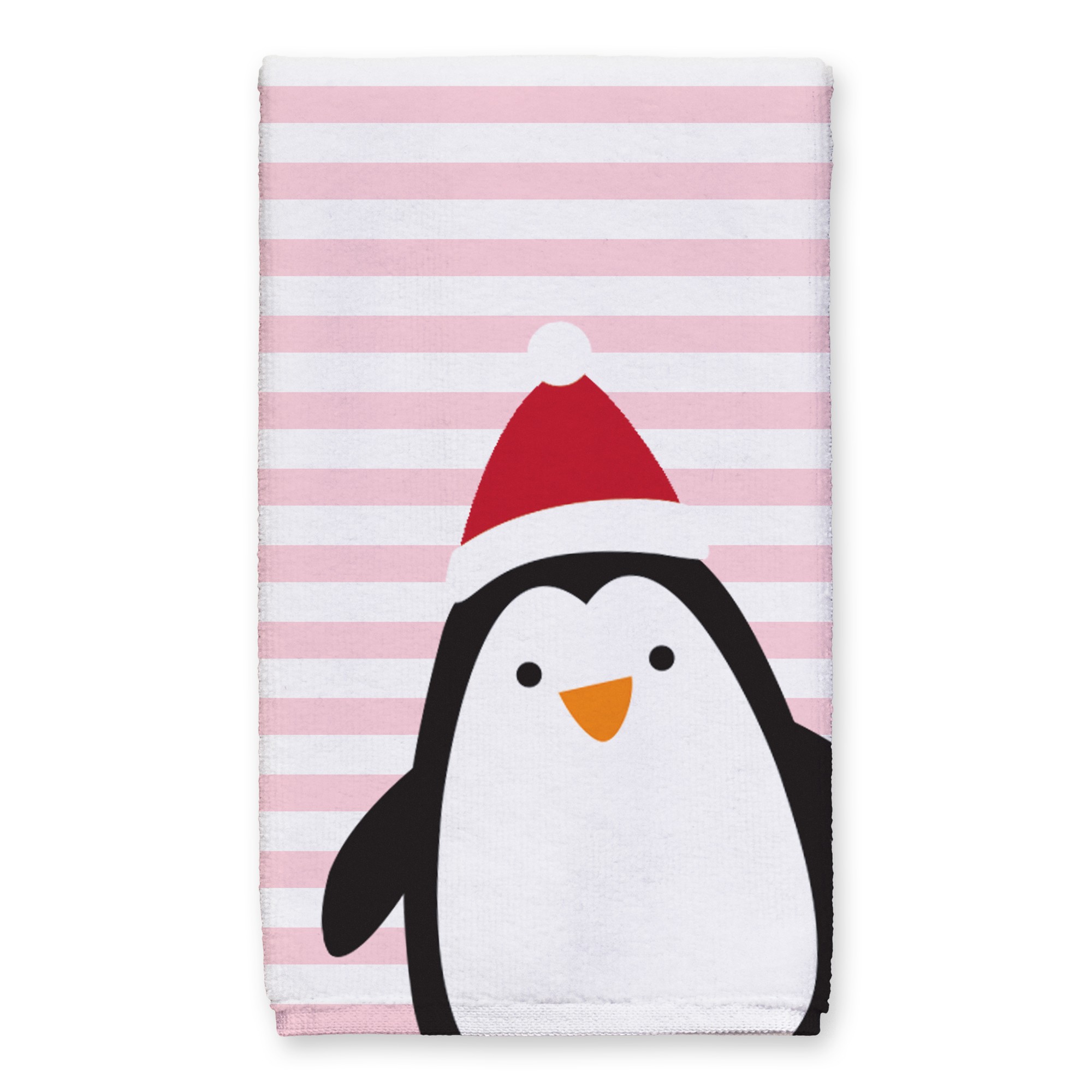 Pink Stripes Penguin 16x25 Towel