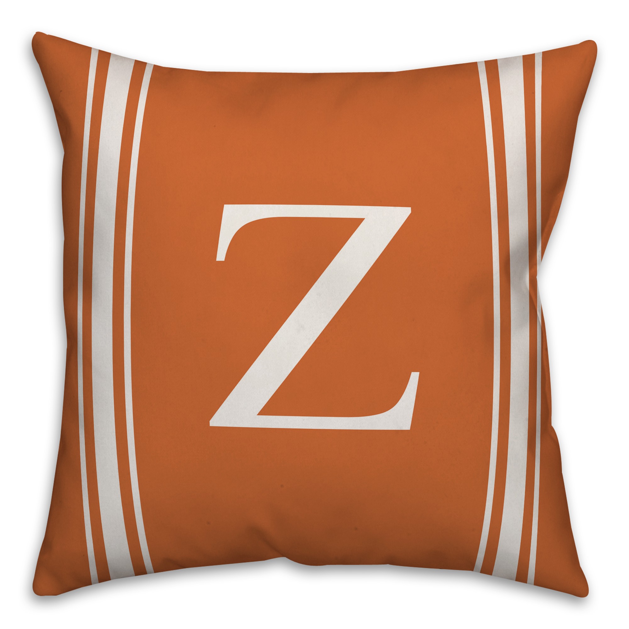 Orange Farmhouse Stripes Monogram Spun Poly Pillow