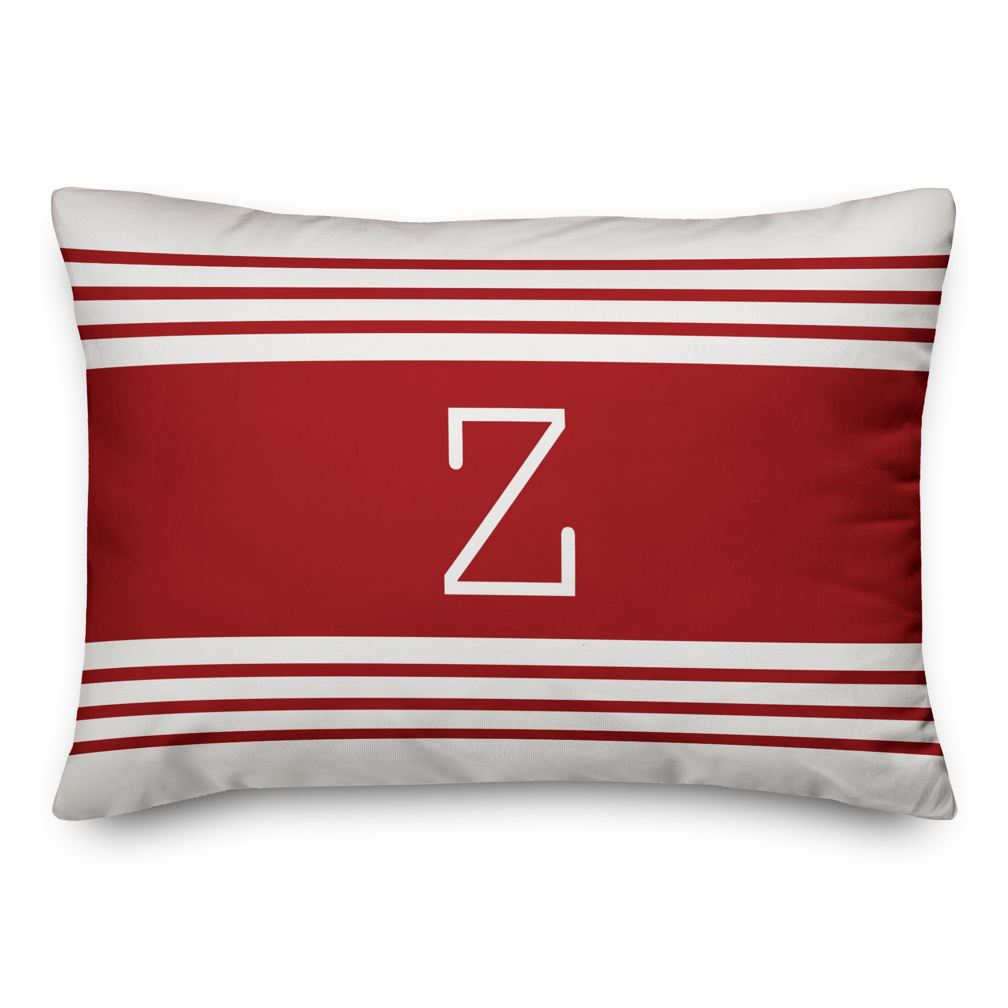 Red Farmhouse Stripes Monogram Pillow