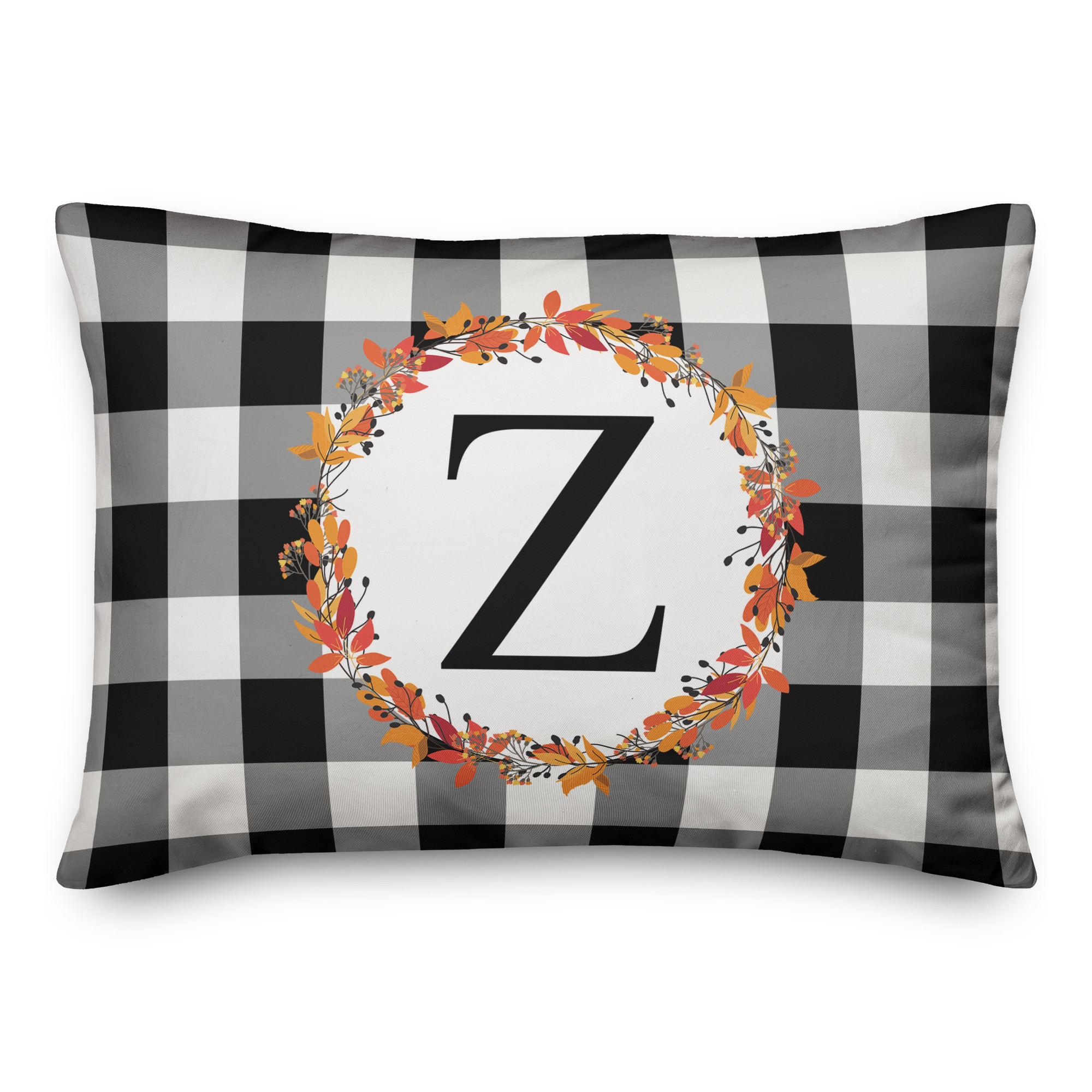 Harvest Buffalo Check Plaid Monogram Pillow