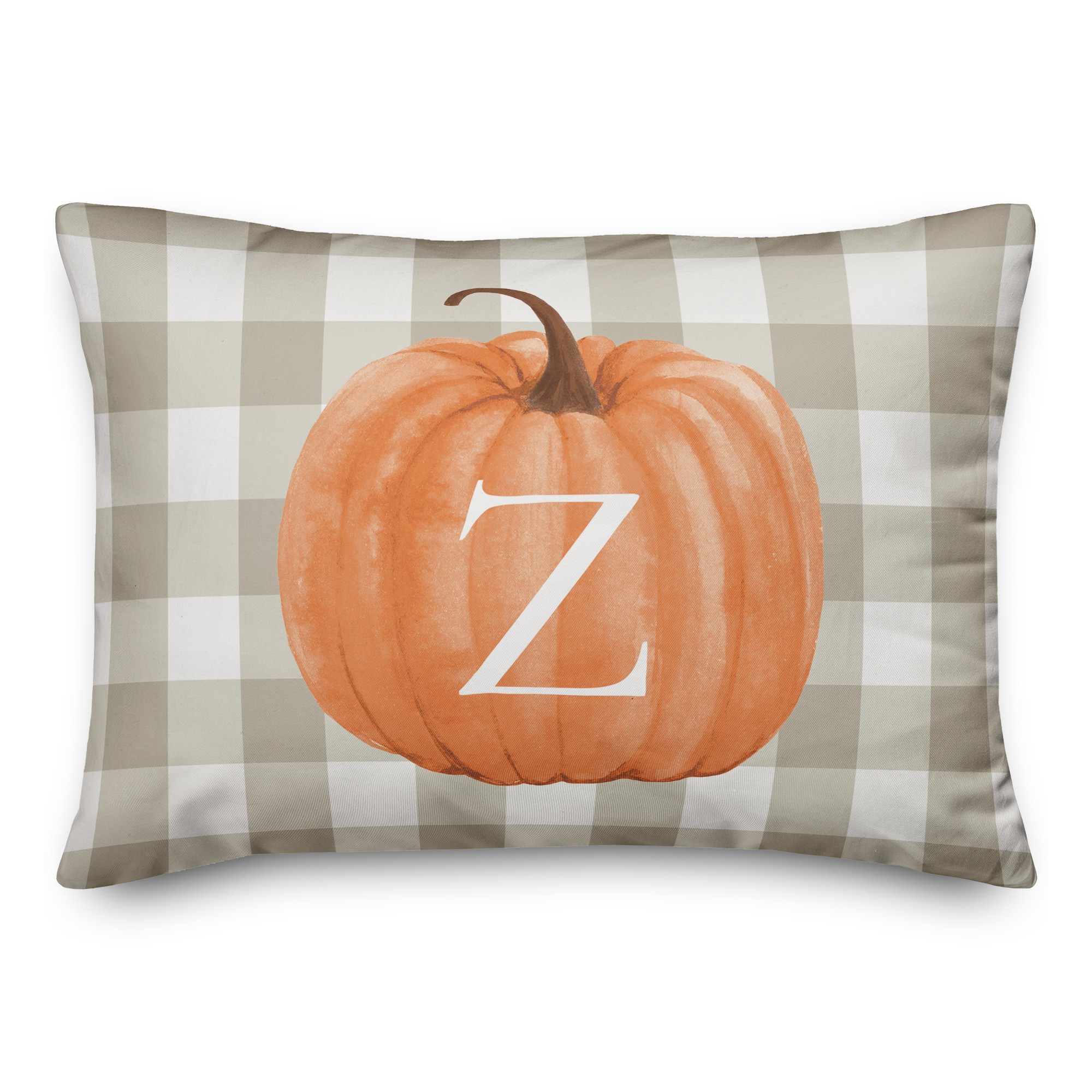 Harvest Pumpkin Buffalo Check Plaid Pillow