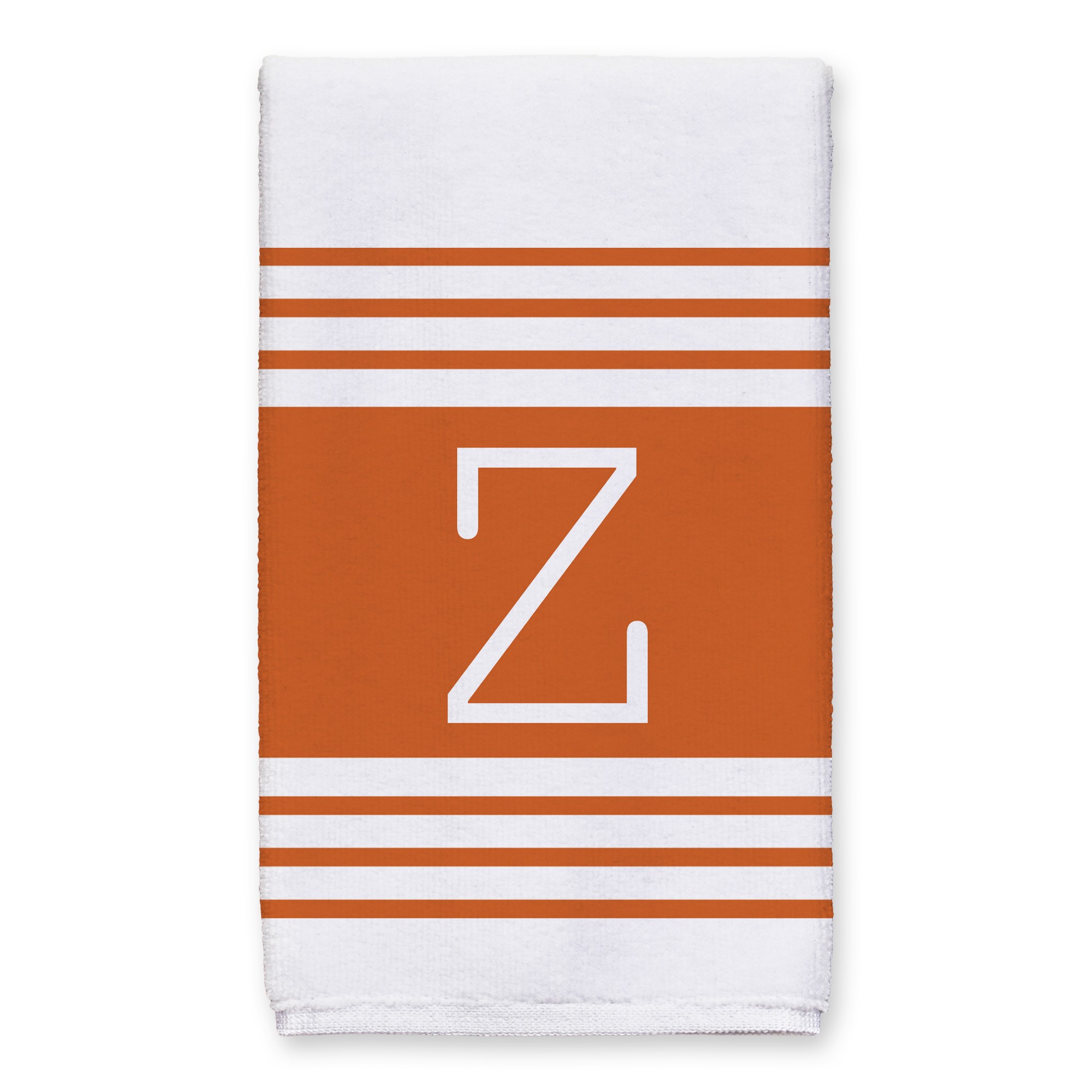Orange Farmhouse Stripes Monogram Tea Towel