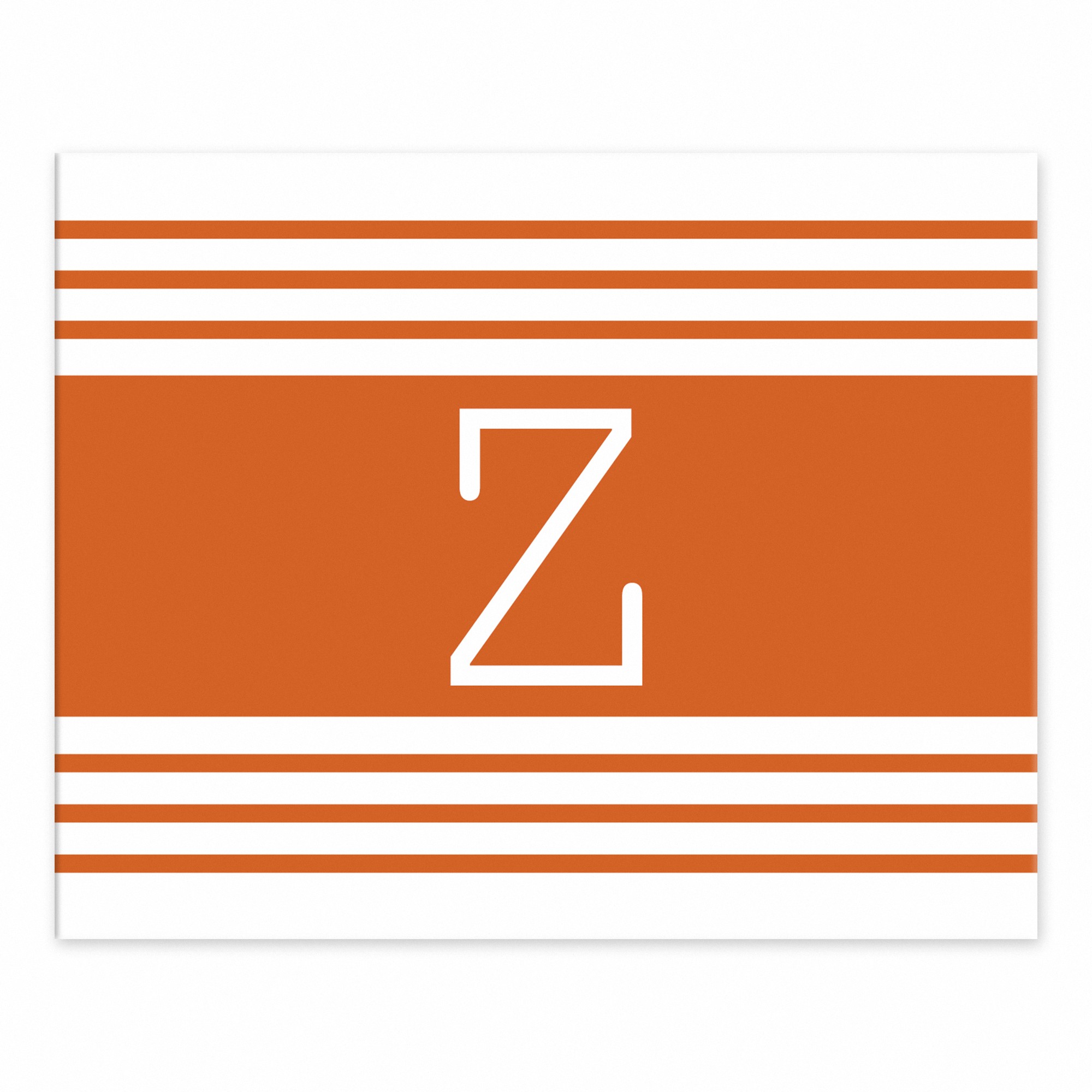 Orange Farmhouse Stripes Monogram Tabletop Art Print