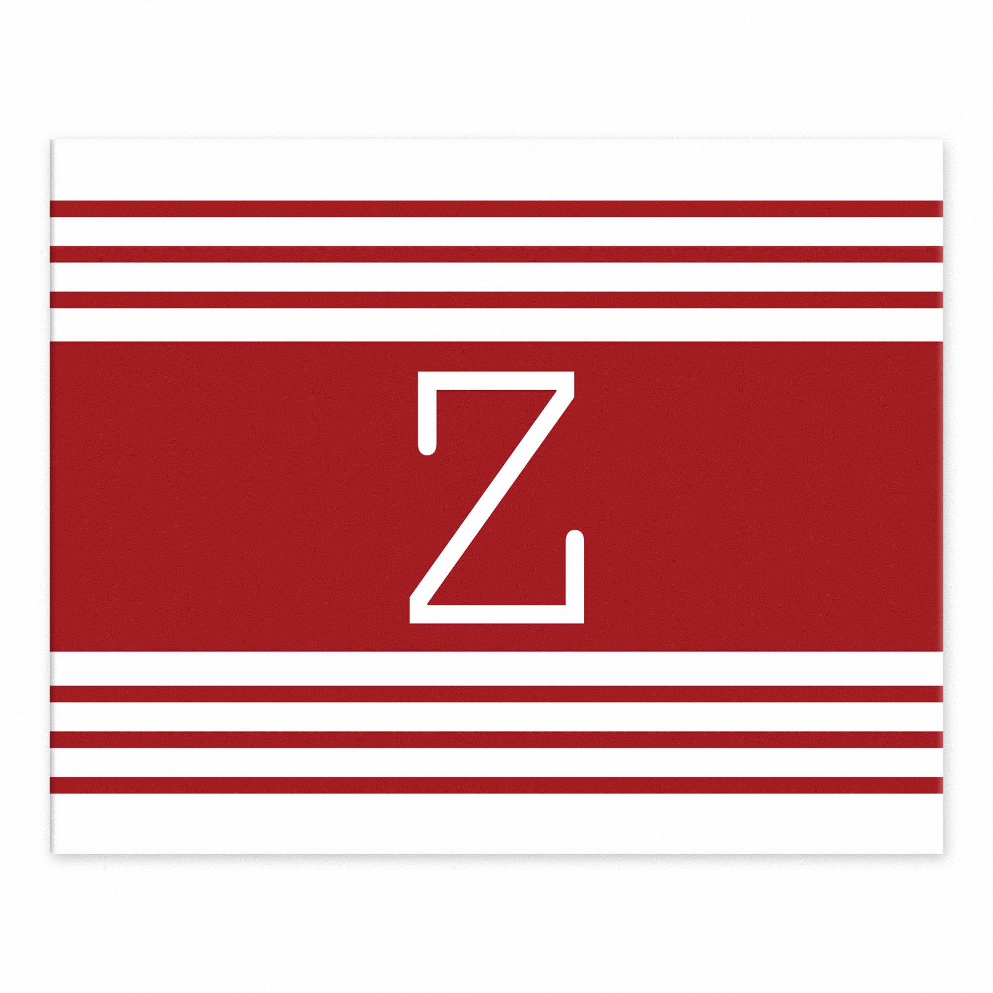 Red Farmhouse Stripes Monogram Tabletop Art Print