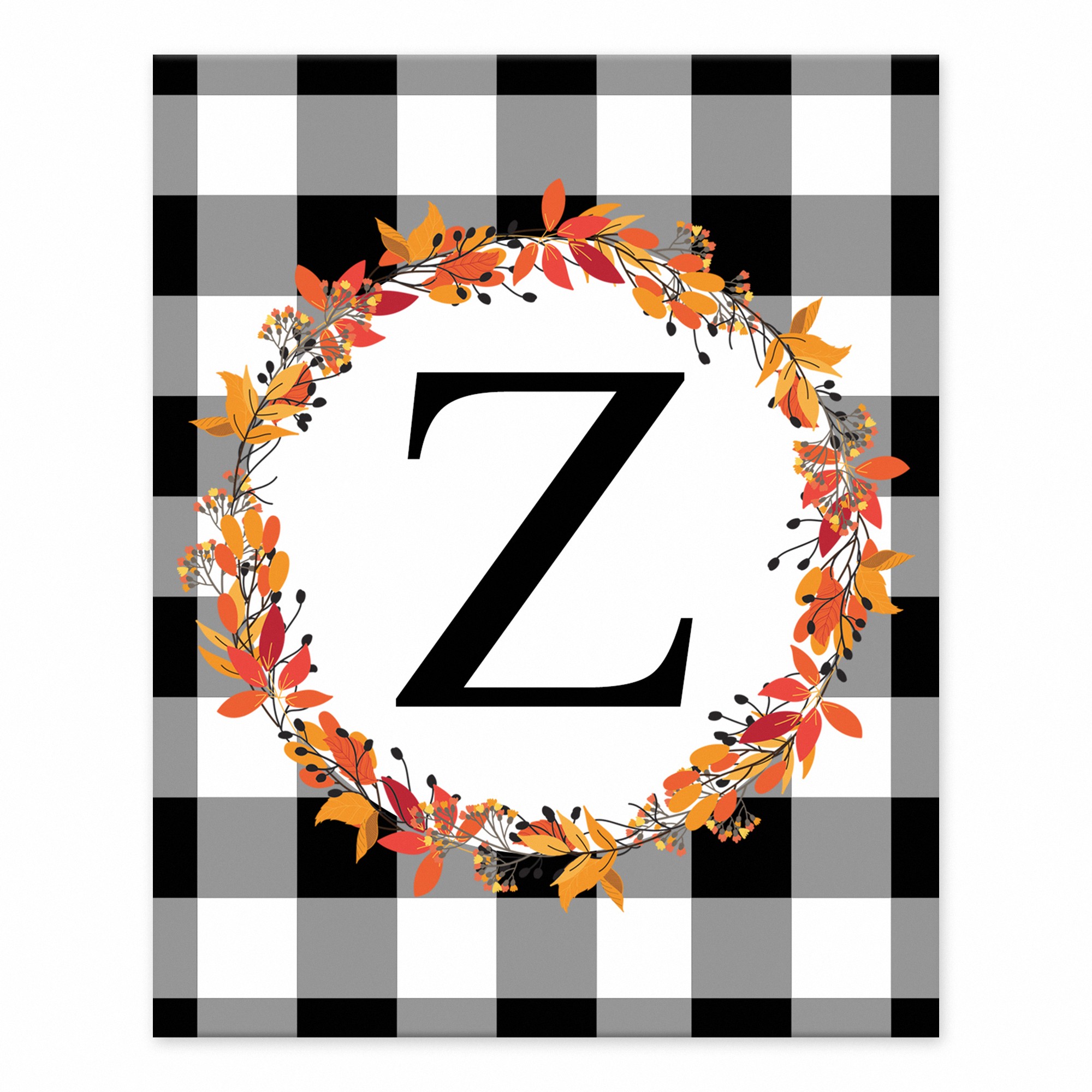 Harvest Buffalo Check Plaid Monogram Tabletop Art Print