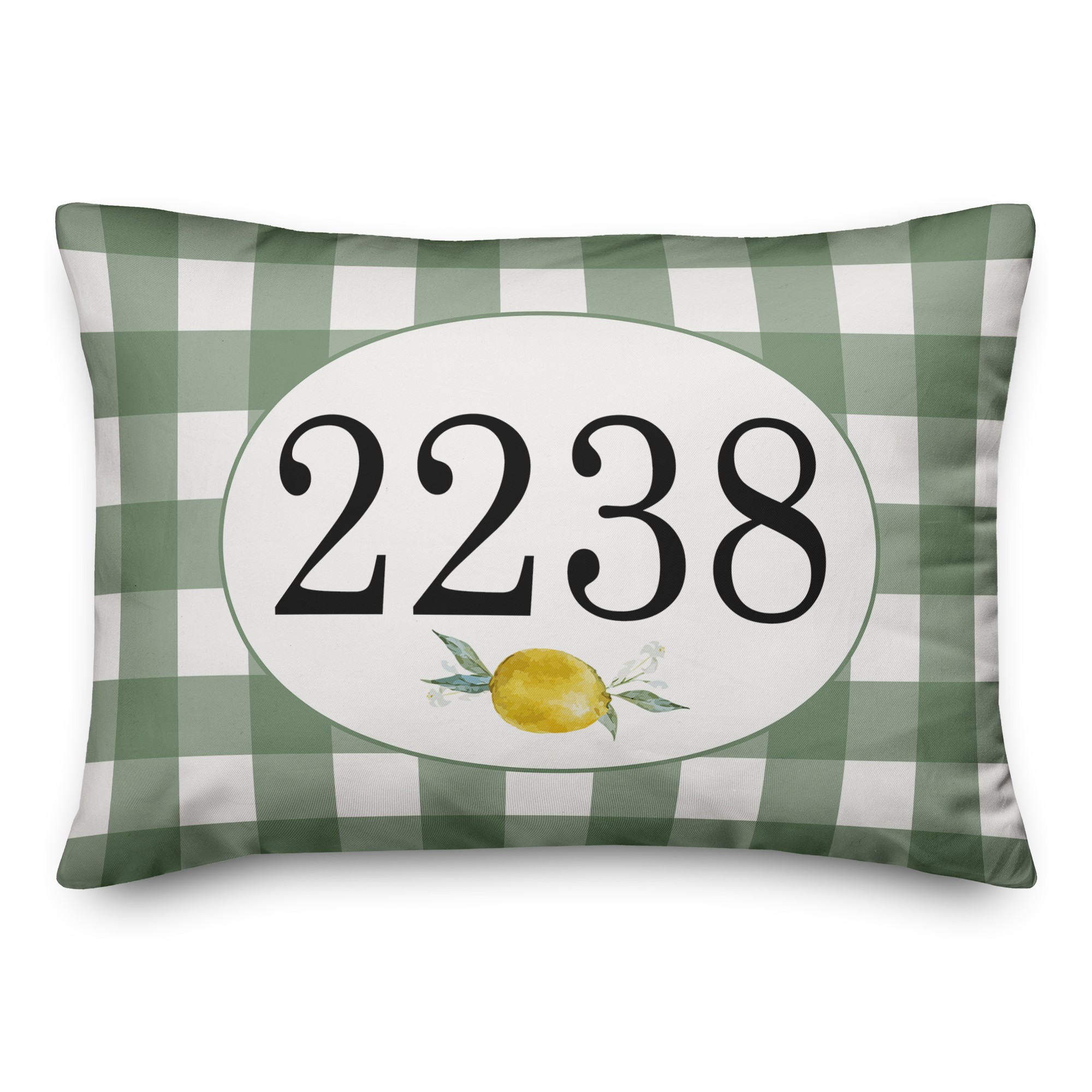 Green Buffalo Check Oval Lemon 14x20 Personalized Indoor / Outdoor Pillow