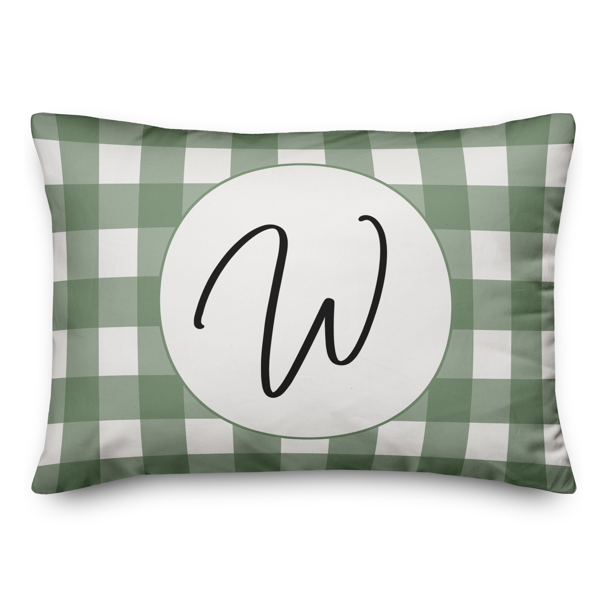 Green Buffalo Check With Monogram Green 14x20 Personalized Indoor / Outdoor Pillow