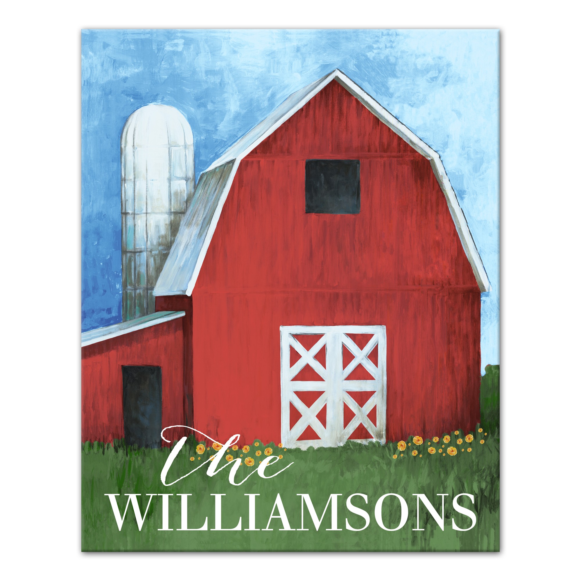 Painted Red Barn  16x20 Personalized Canvas Wall Art