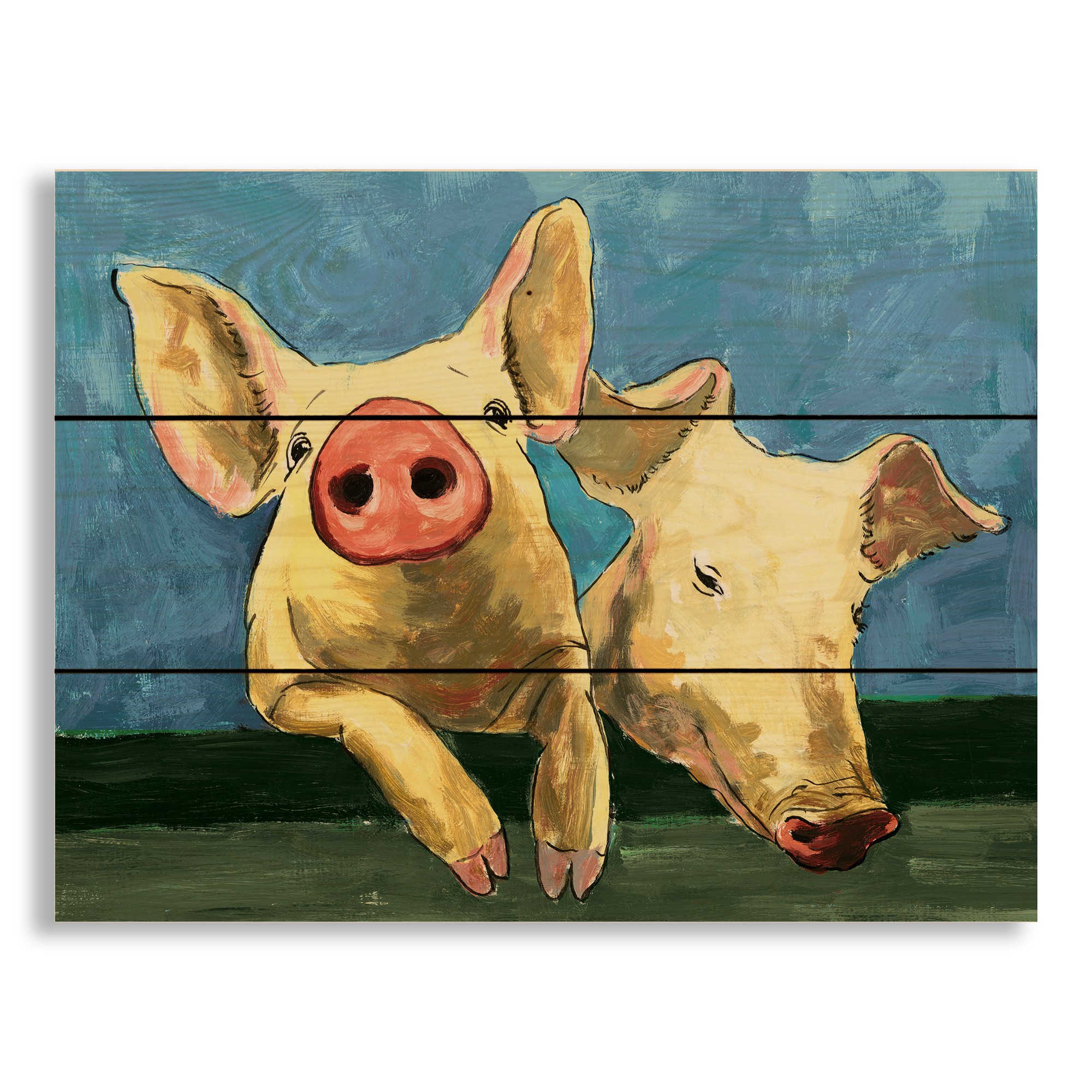 Happy Pigs 14x10.5 Pallet Wood Art
