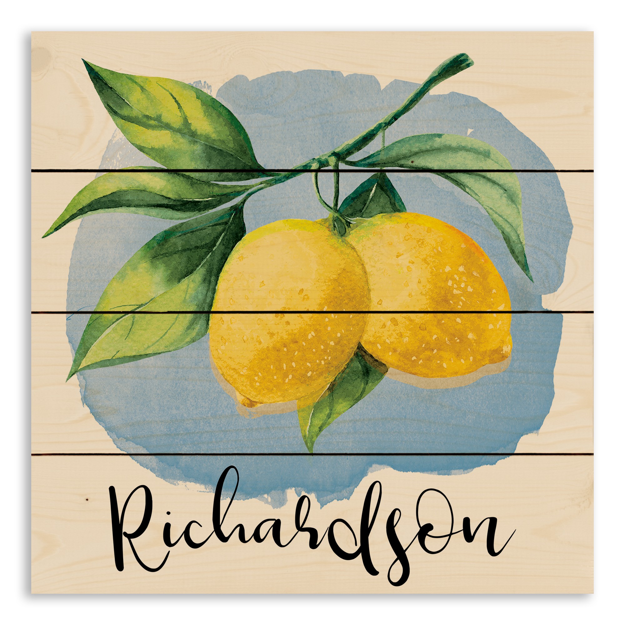 Watercolor Lemons 14x14 Personalized Pallet Wood Art