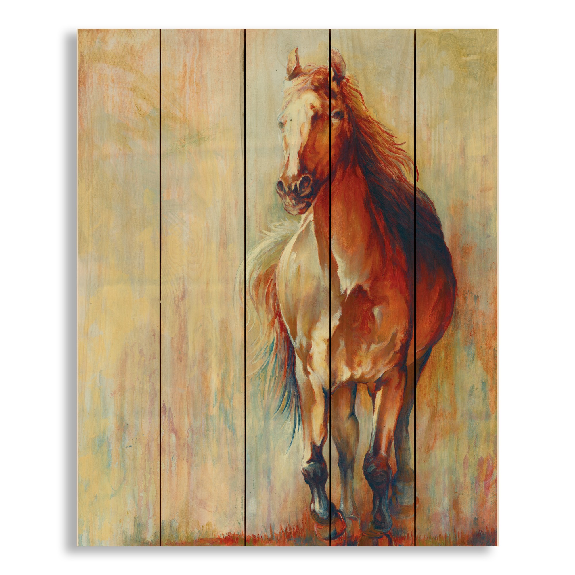 Watercolor Abstract Painted Horse 18x22 Pallet Wood Art