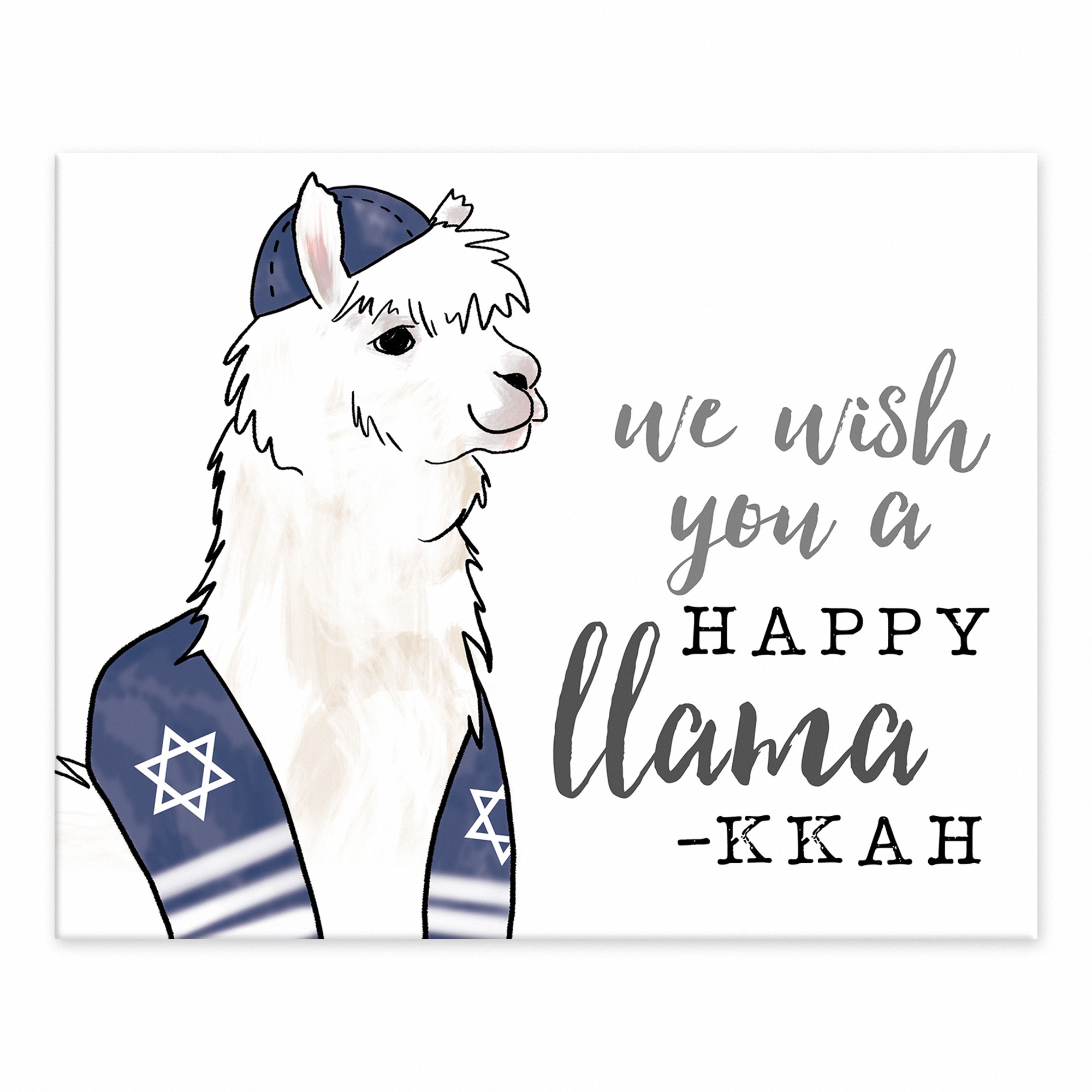 We Wish you a Happy Llama-kkah 8x10 Tabletop Canvas
