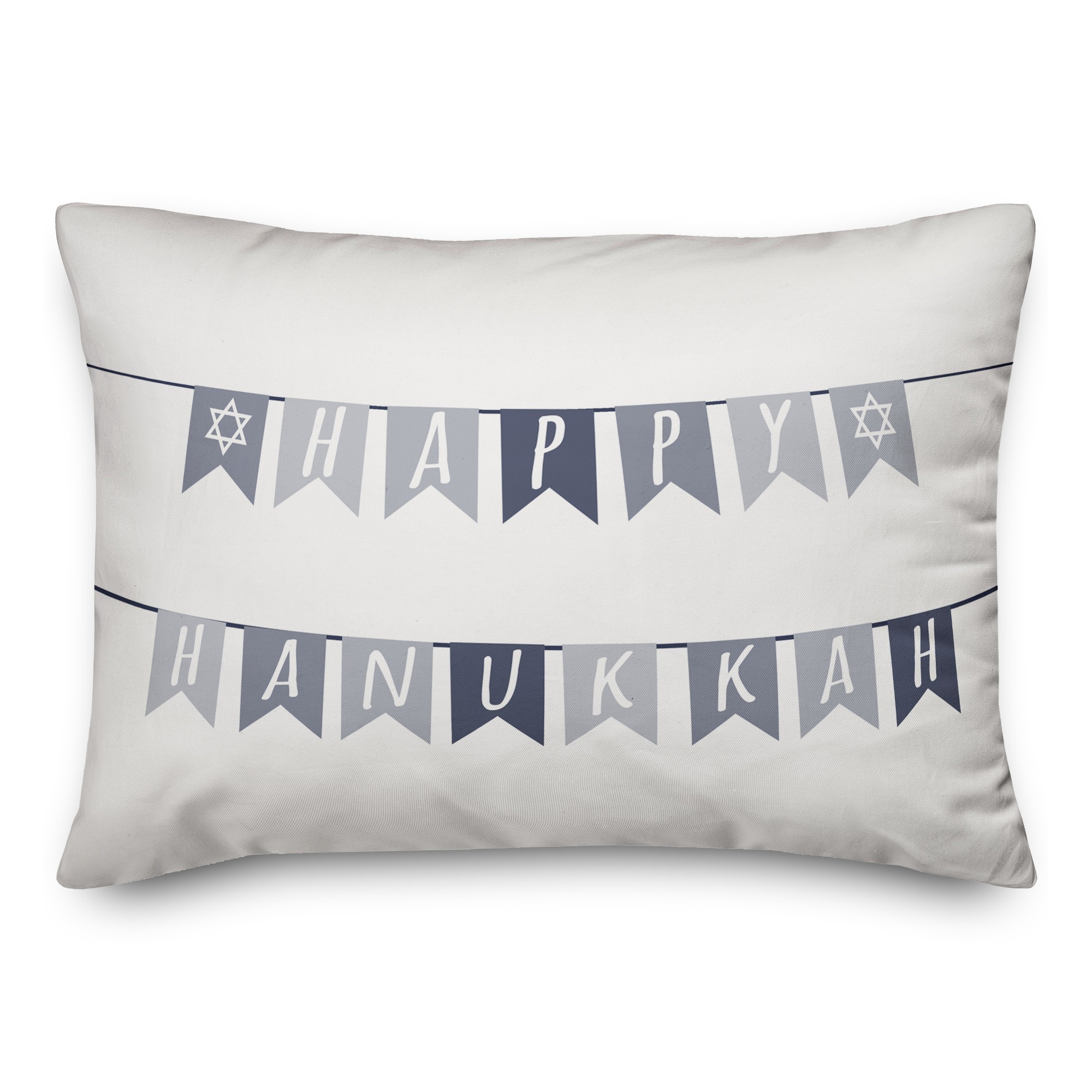 Neutral Happy Hanukkah Flags Pillow