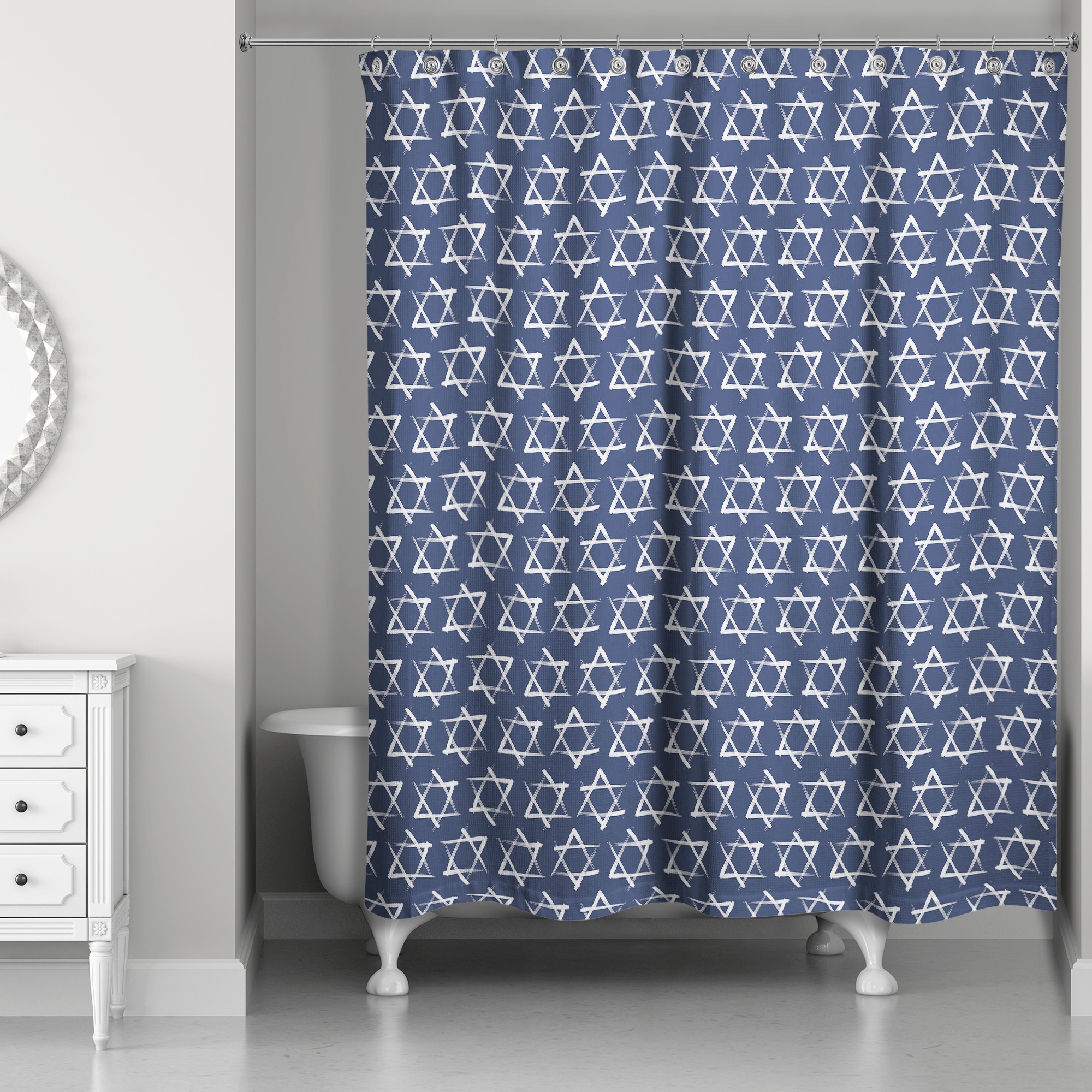Brush Stroke Star of David 71x74 Shower Curtain