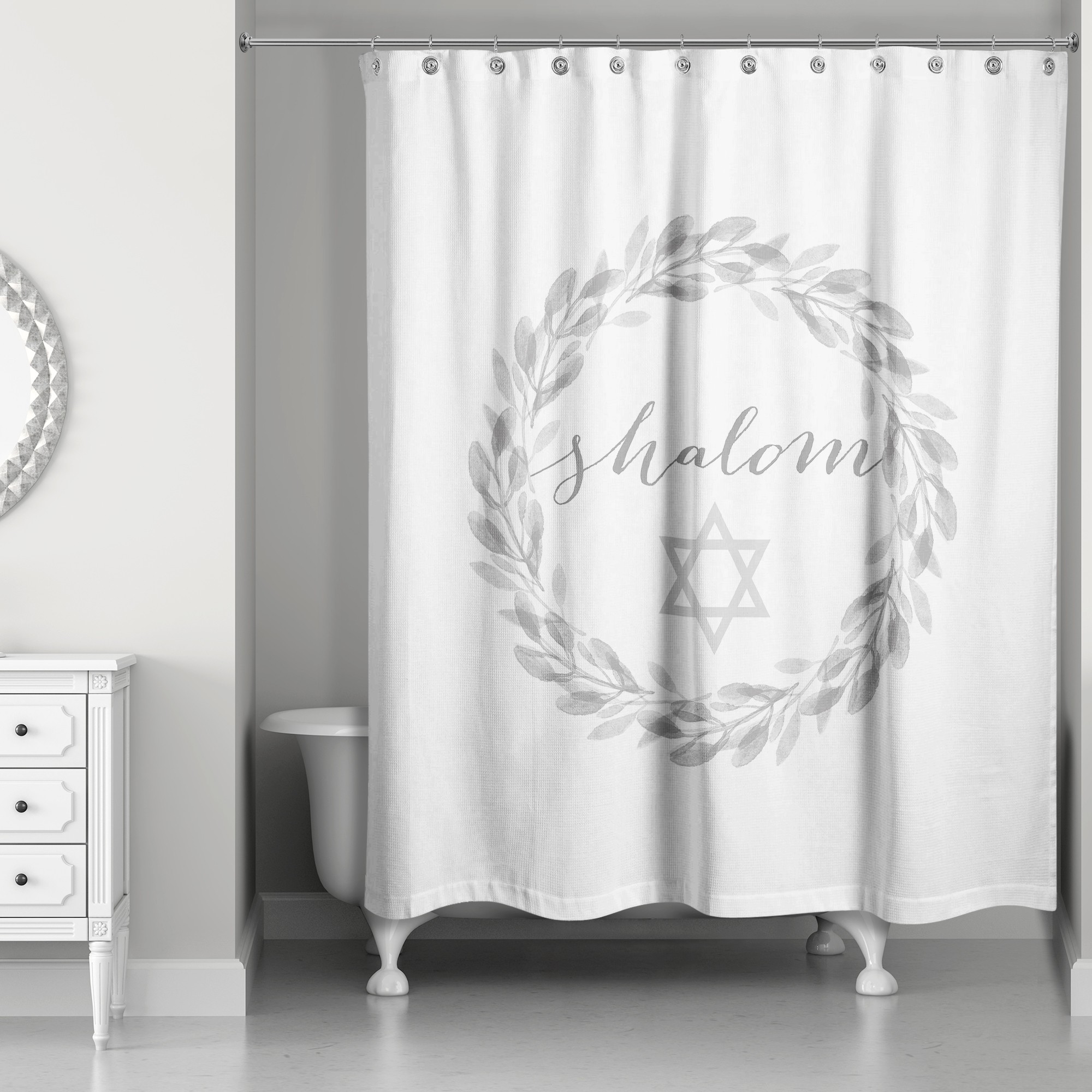 Shalom Wreath 71x74 Shower Curtain