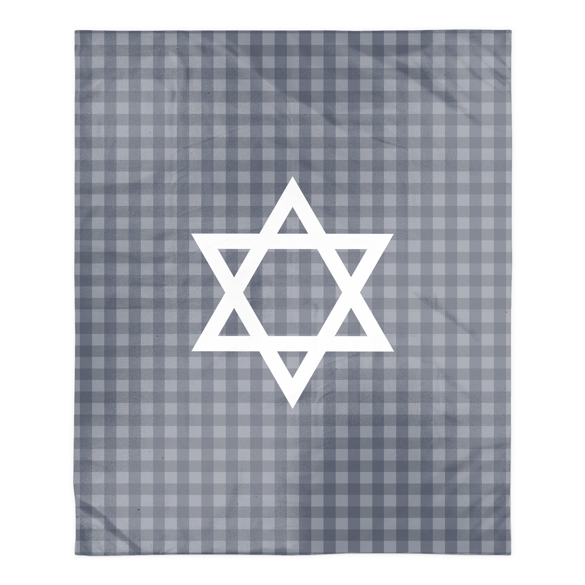 Plaid Star of David 50x60 Sherpa Fleece Blanket