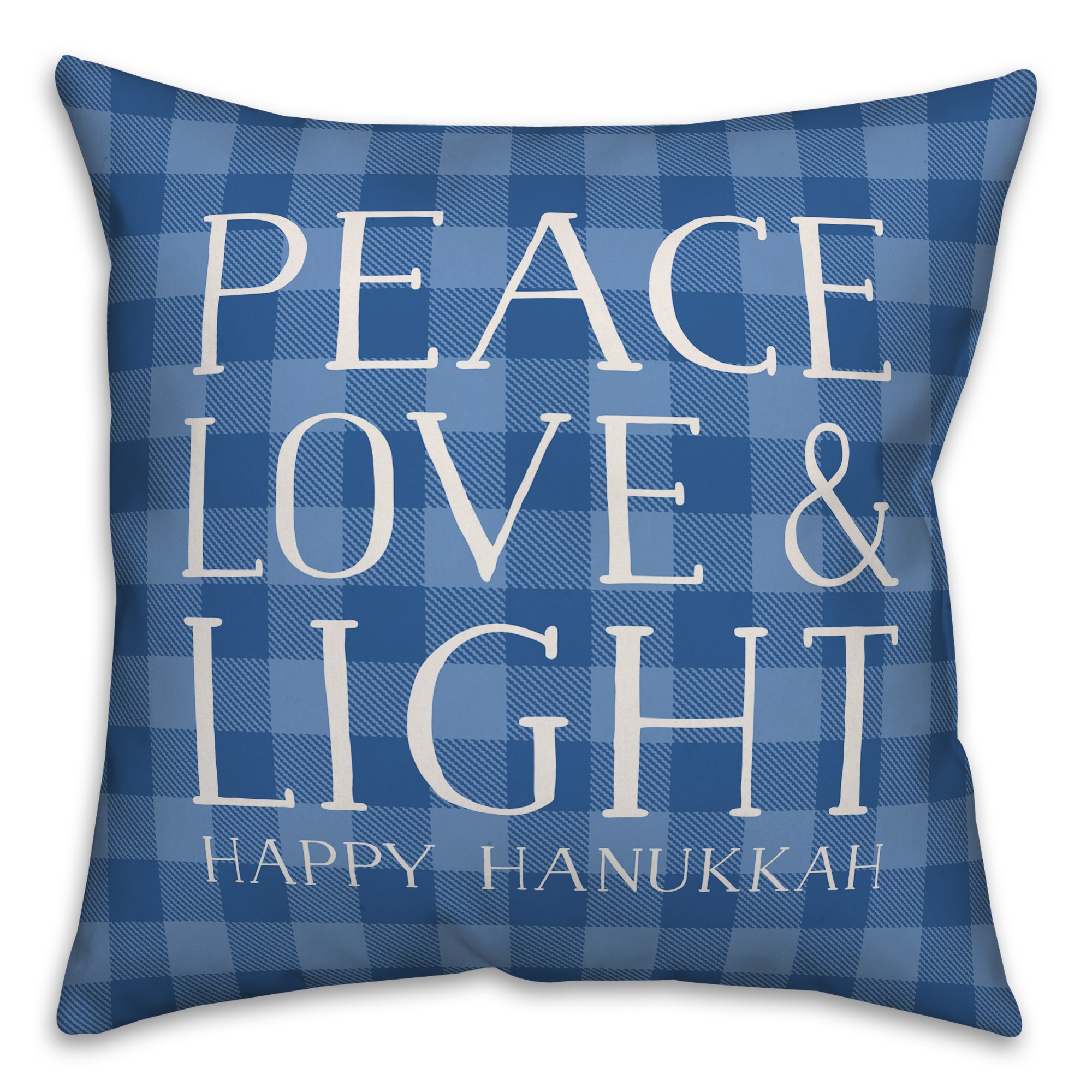 Peace Love Light Plaid Pillow