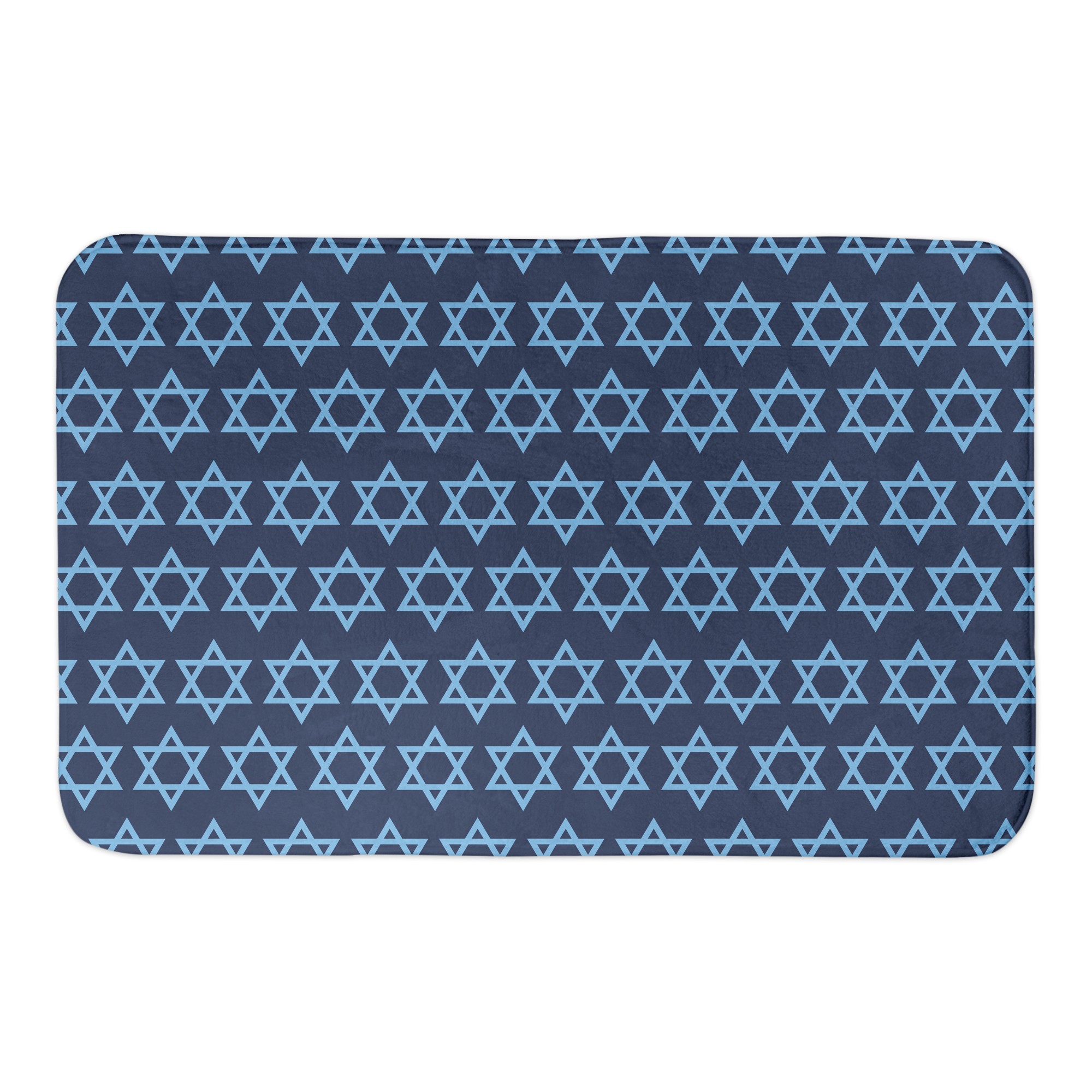 Blue Star of David Pattern 34x21 Bath Mat