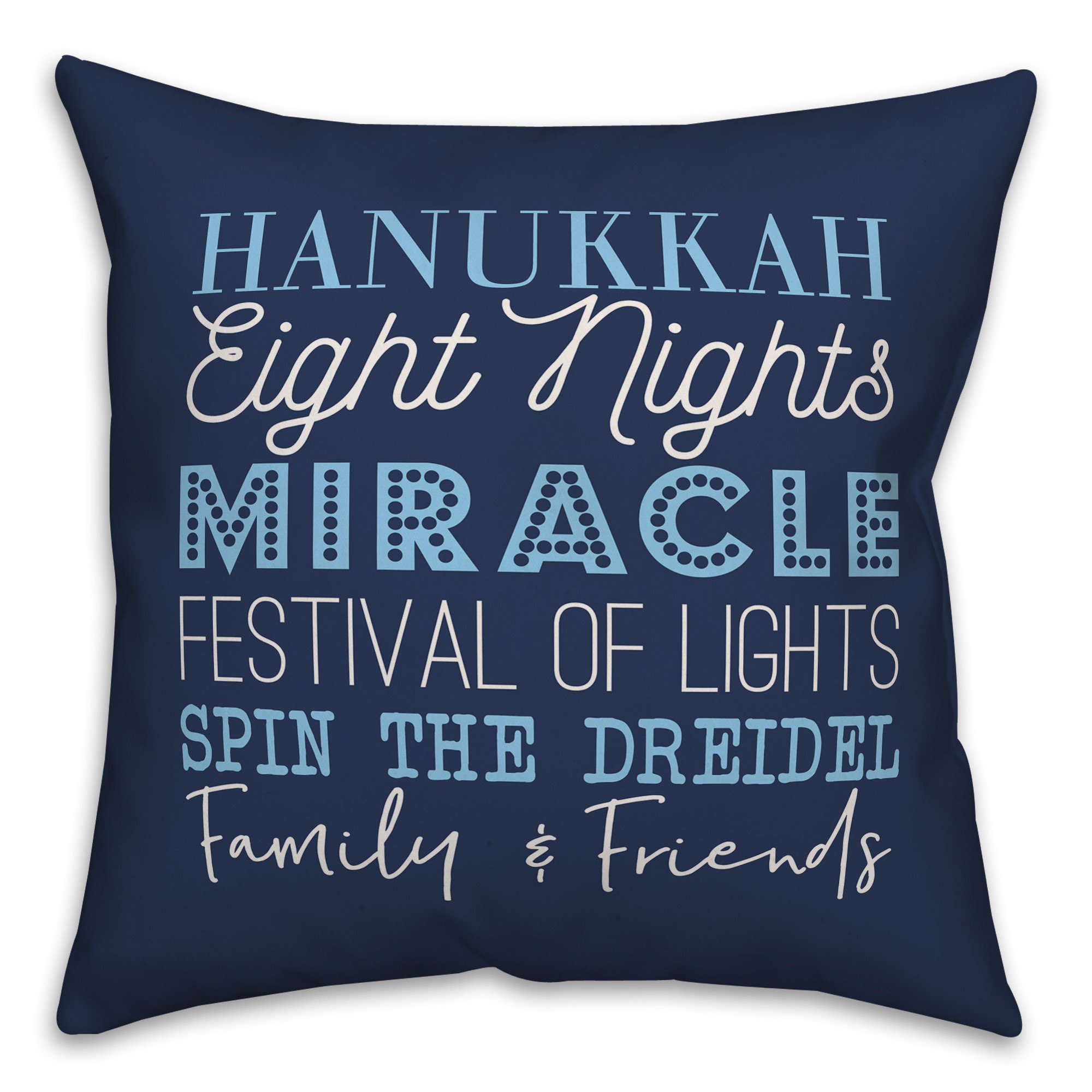 Blue Hanukkah Words Pillow
