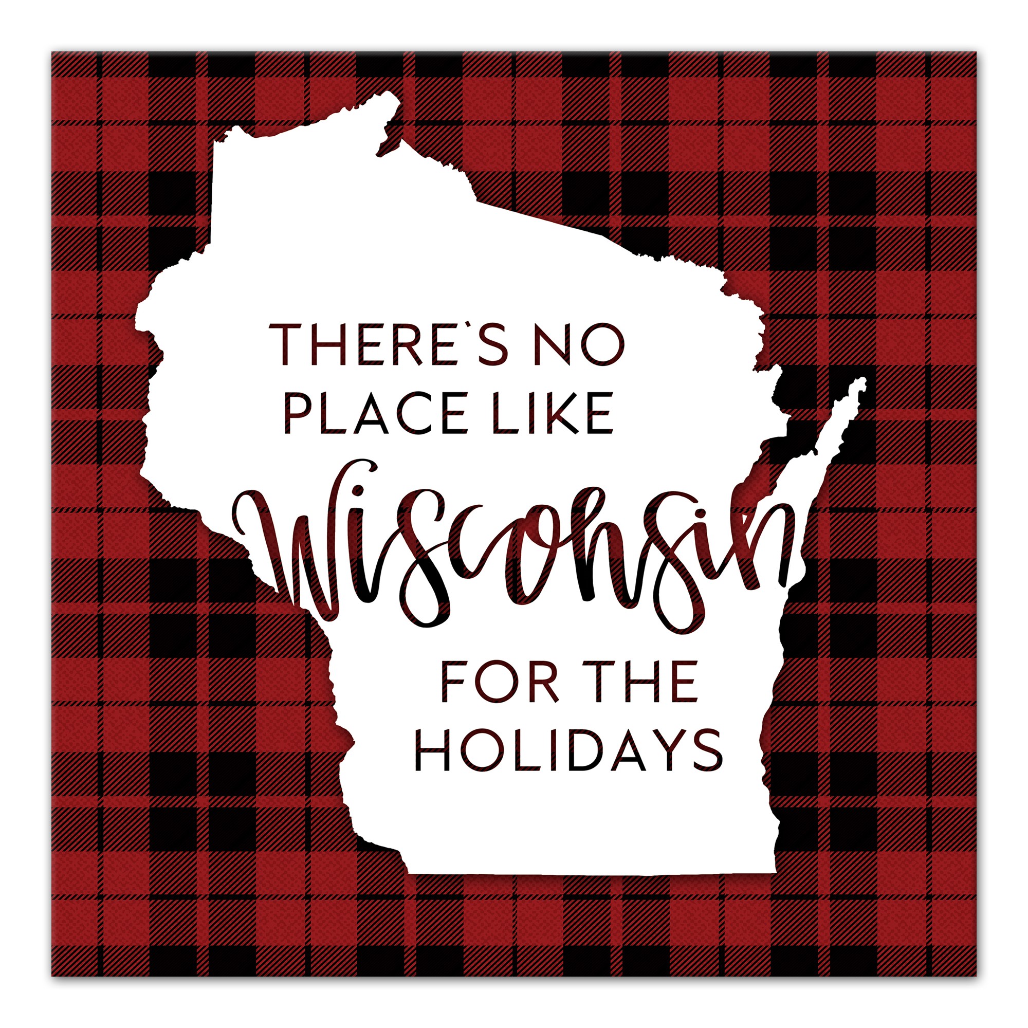There's No Place Like Wisconsin For the Holidays 16x16 Canvas Wall Art