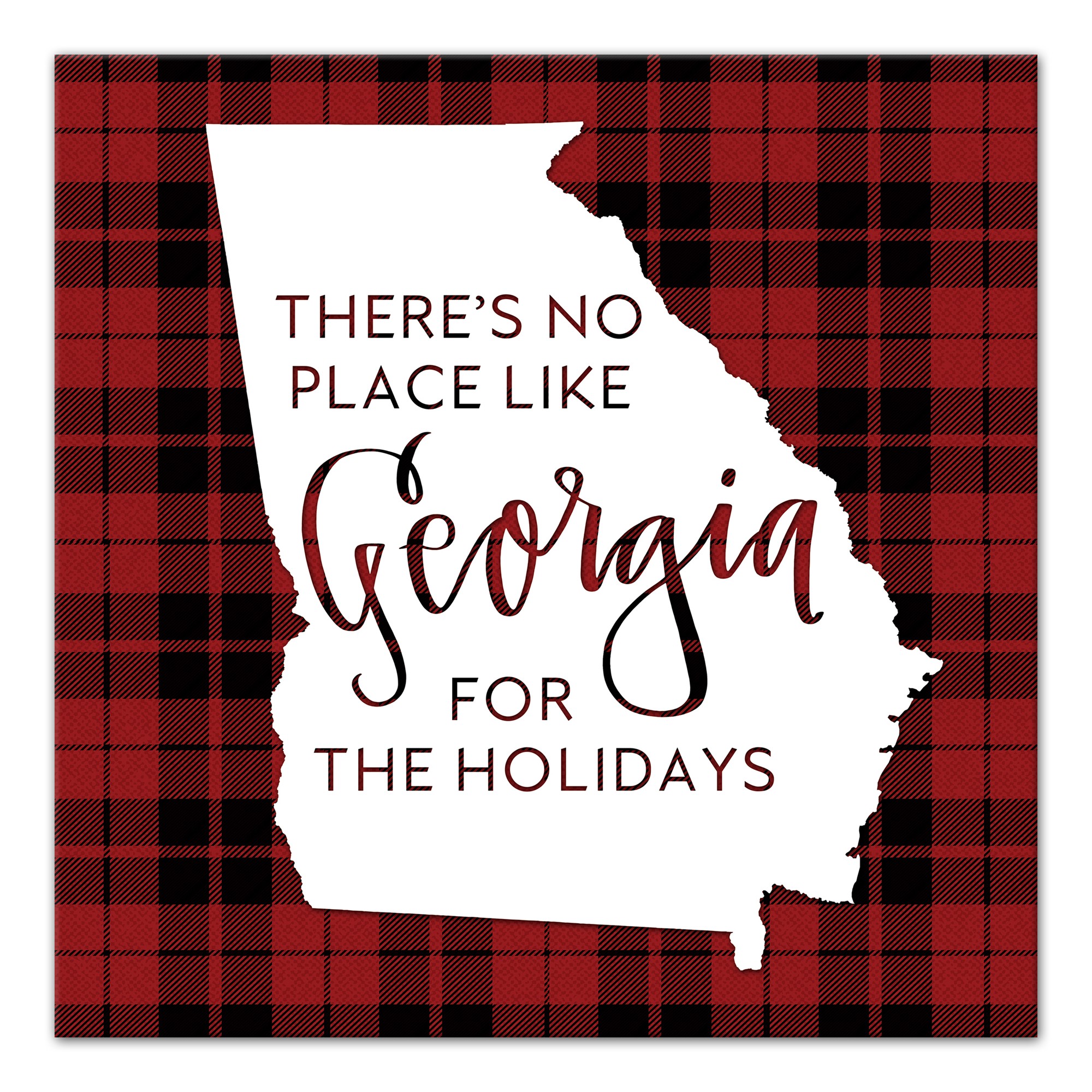 There's No Place Like Georgia For the Holidays 16x16 Canvas Wall Art