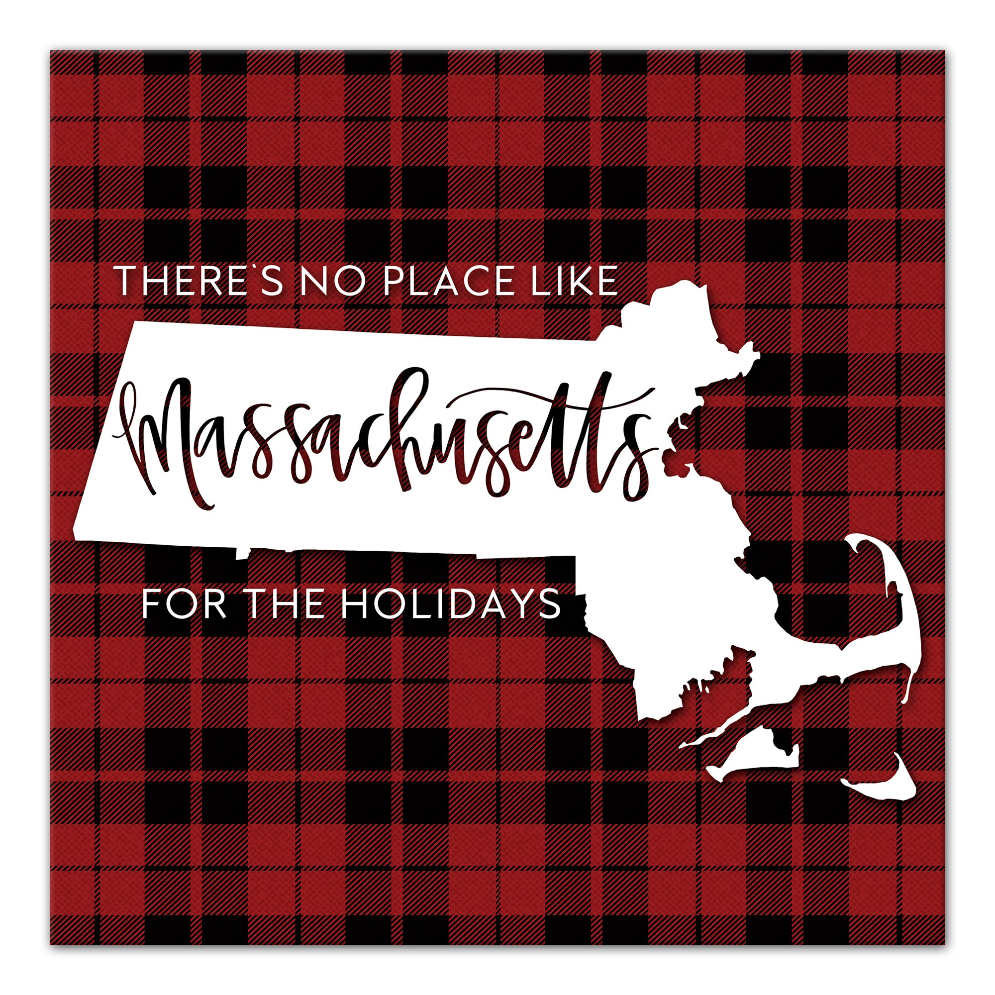 There's No Place Like Massachusetts For the Holidays 16x16 Canvas Wall Art
