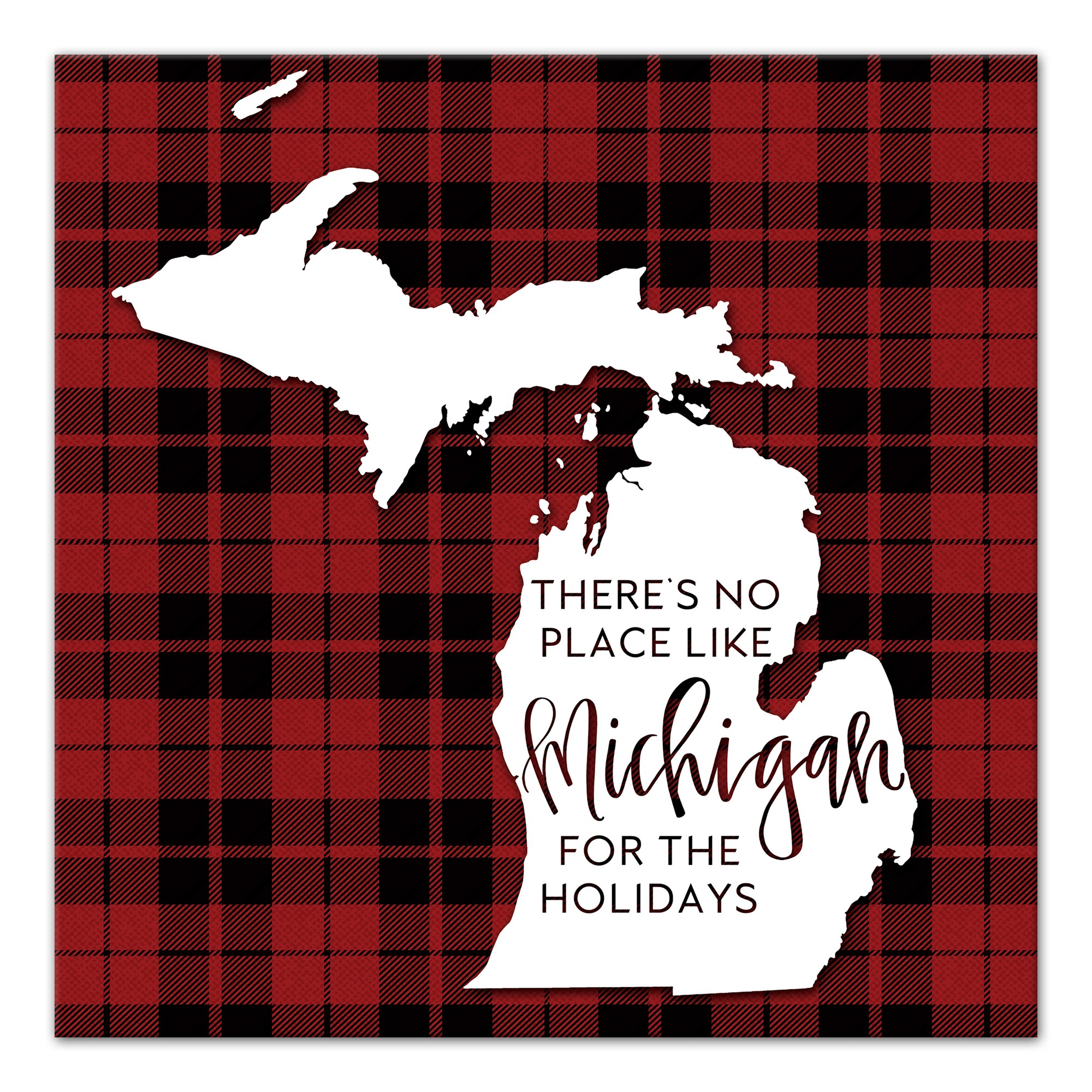 There's No Place Like Michigan For the Holidays 16x16 Canvas Wall Art