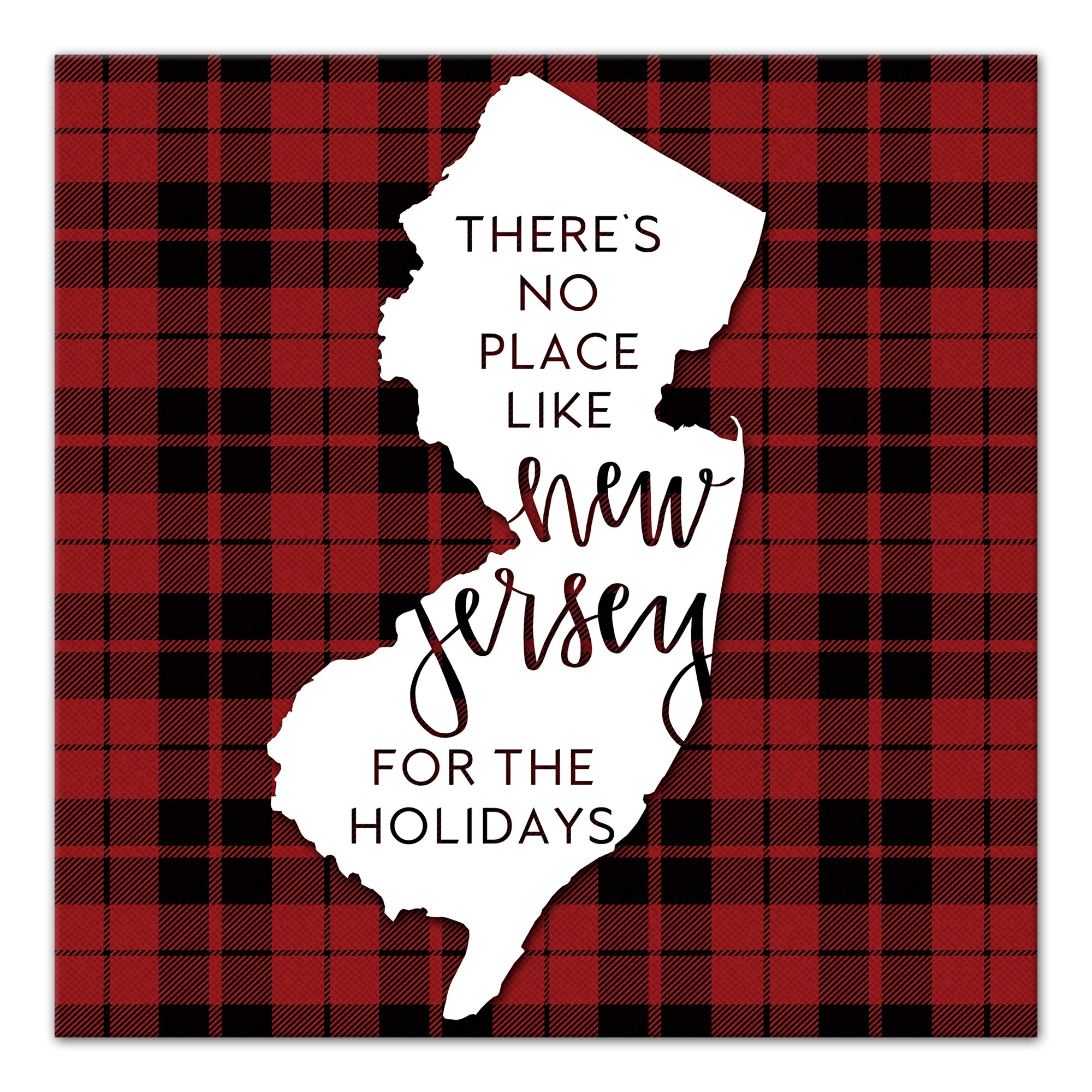 There's No Place Like New Jersey For the Holidays 16x16 Canvas Wall Art