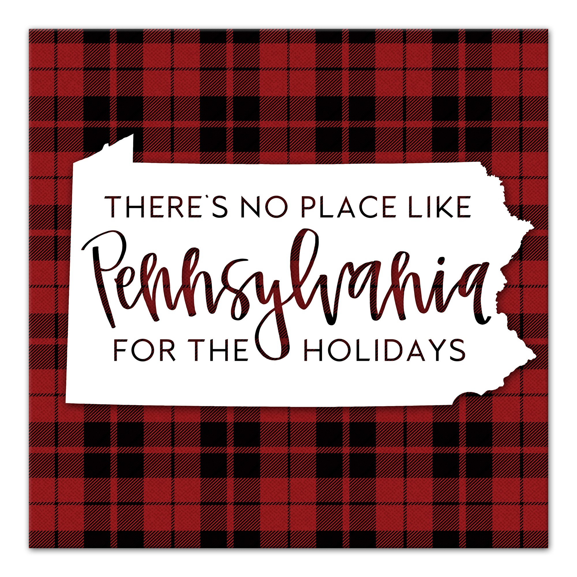 There's No Place Like Pennsylvania For the Holidays 16x16 Canvas Wall Art