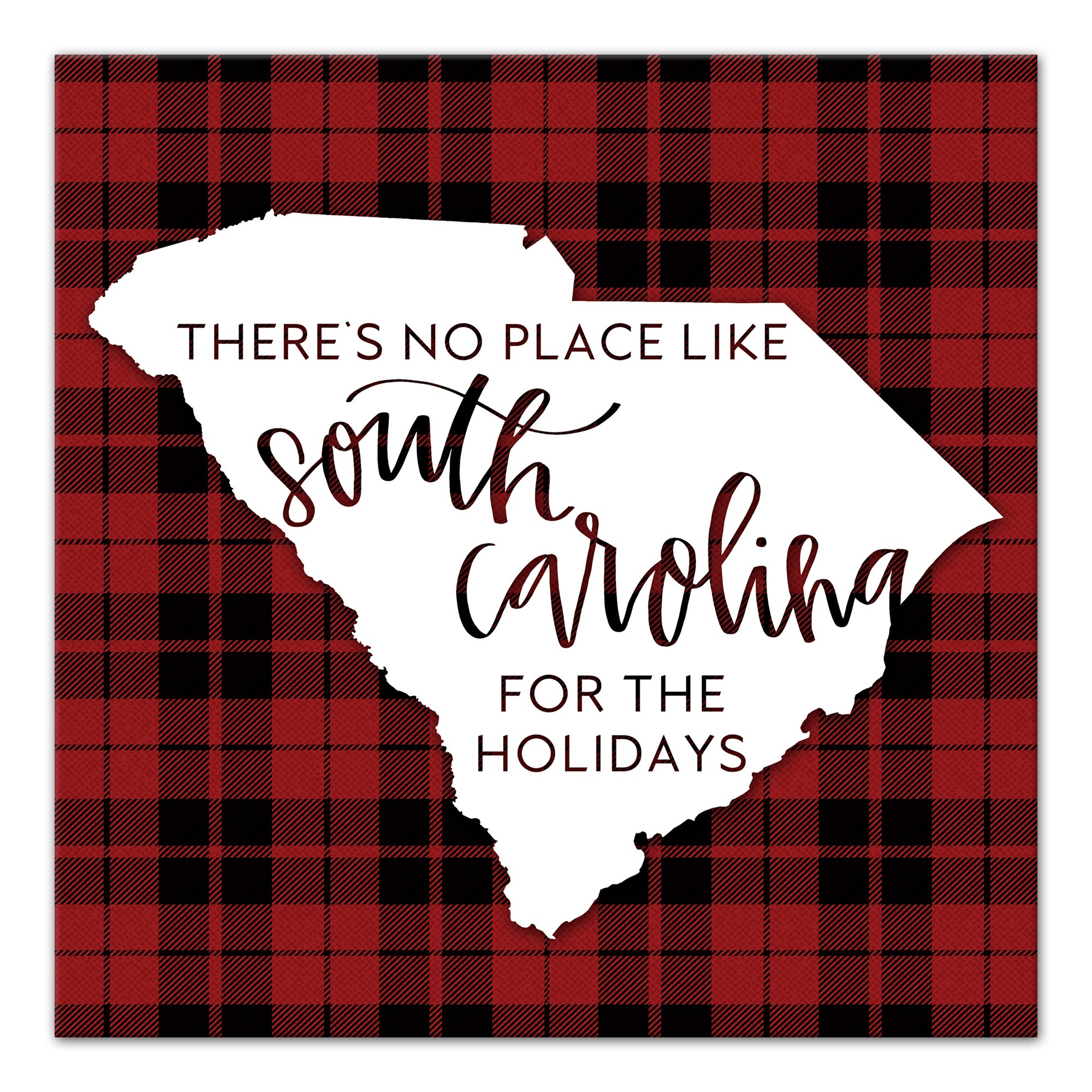 There's No Place Like South Carolina For the Holidays 16x16 Canvas Wall Art
