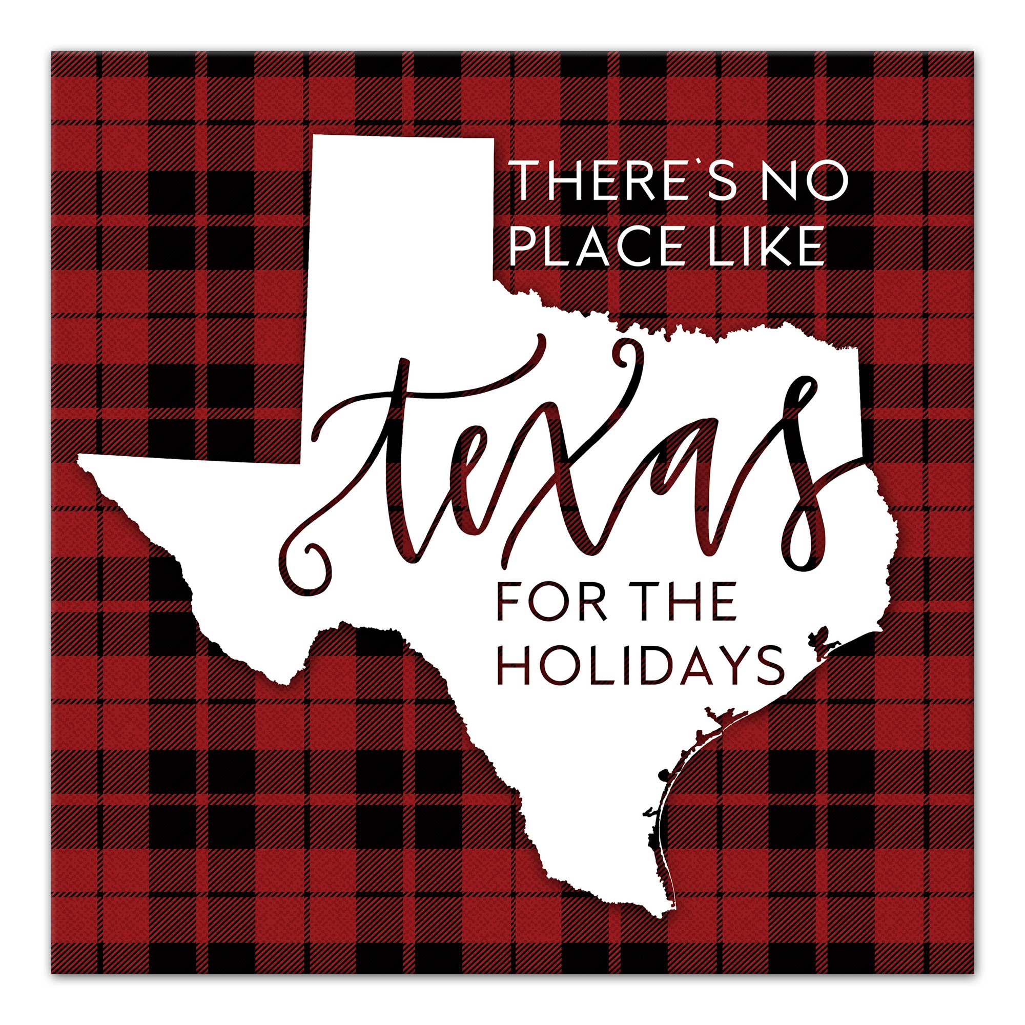 There's No Place Like Texas For the Holidays 16x16 Canvas Wall Art