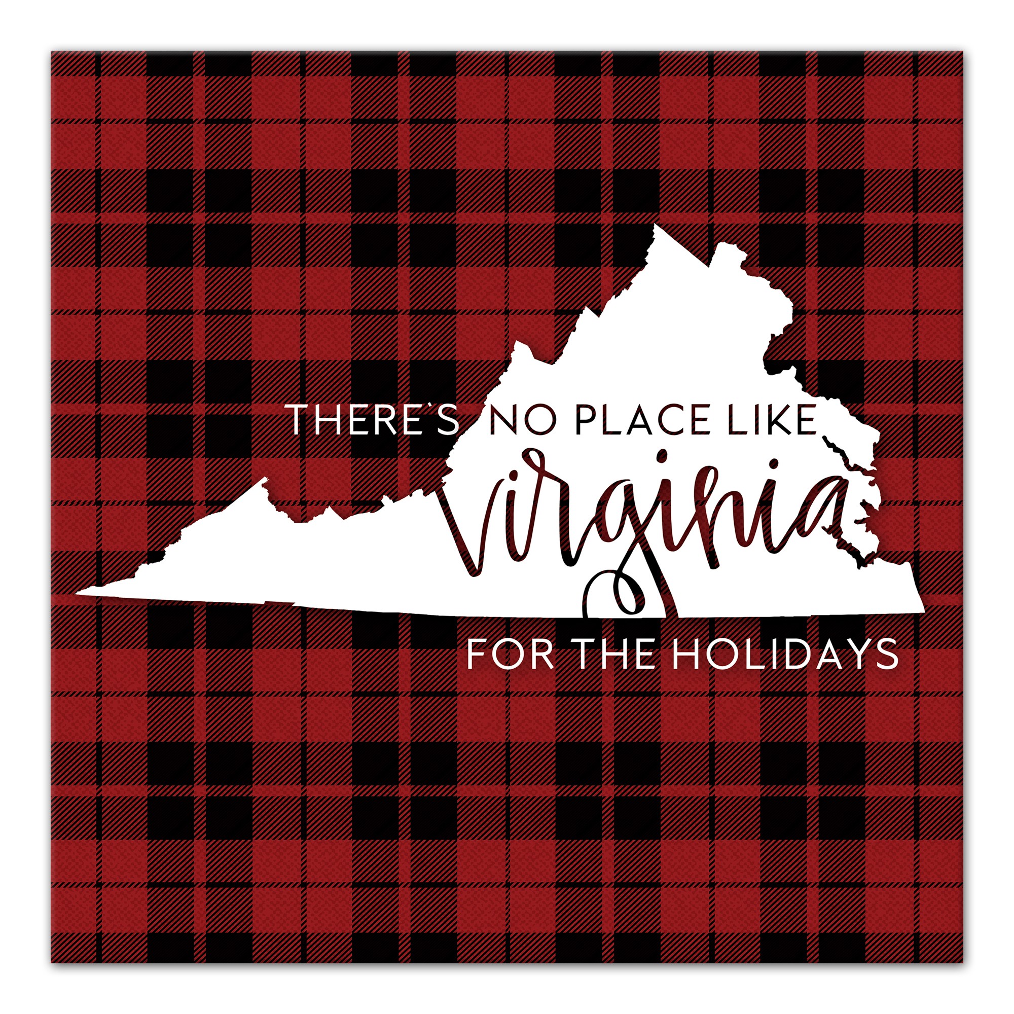 There's No Place Like Virginia For the Holidays 16x16 Canvas Wall Art