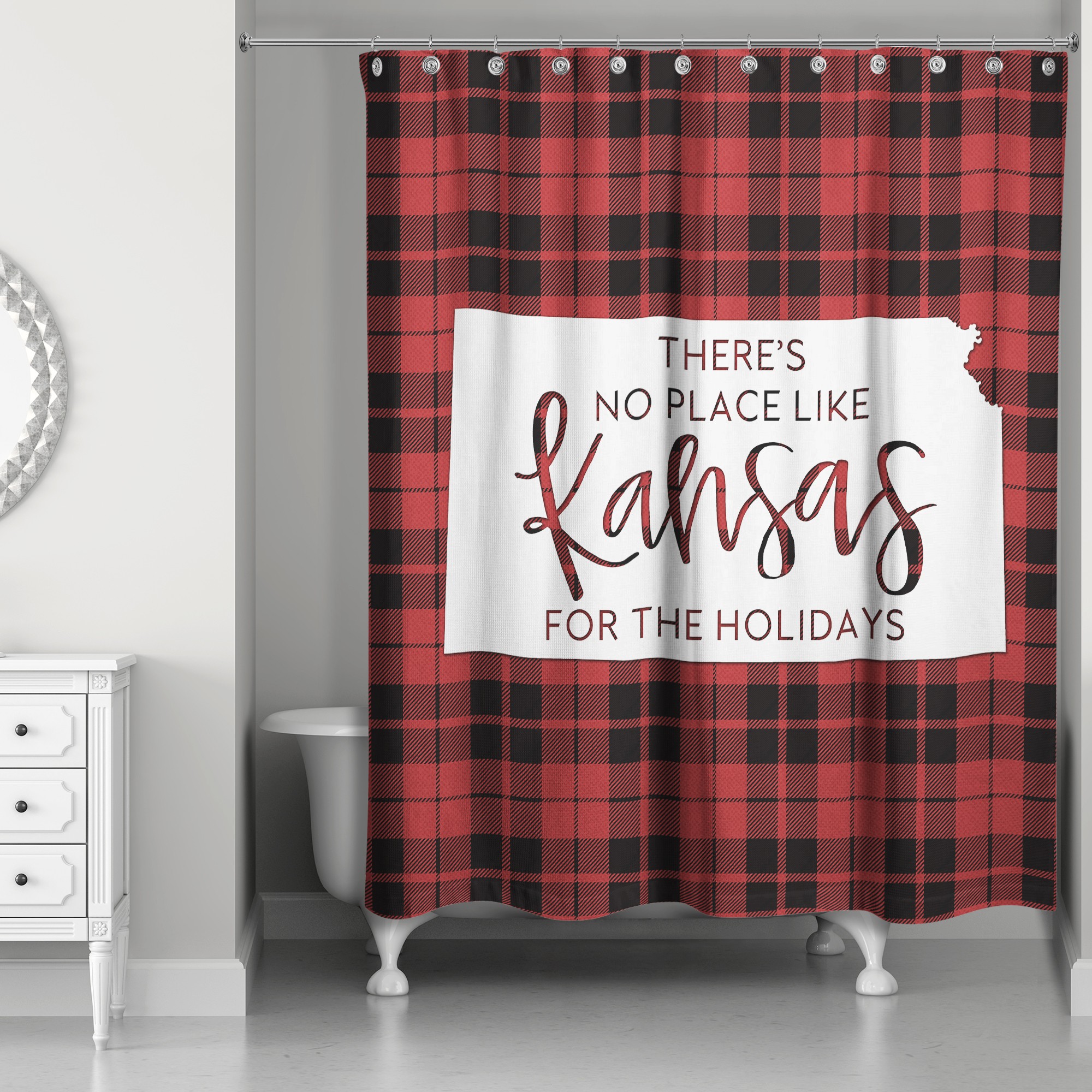 There's No Place Like Kansas For the Holidays 71x74 Shower Curtain