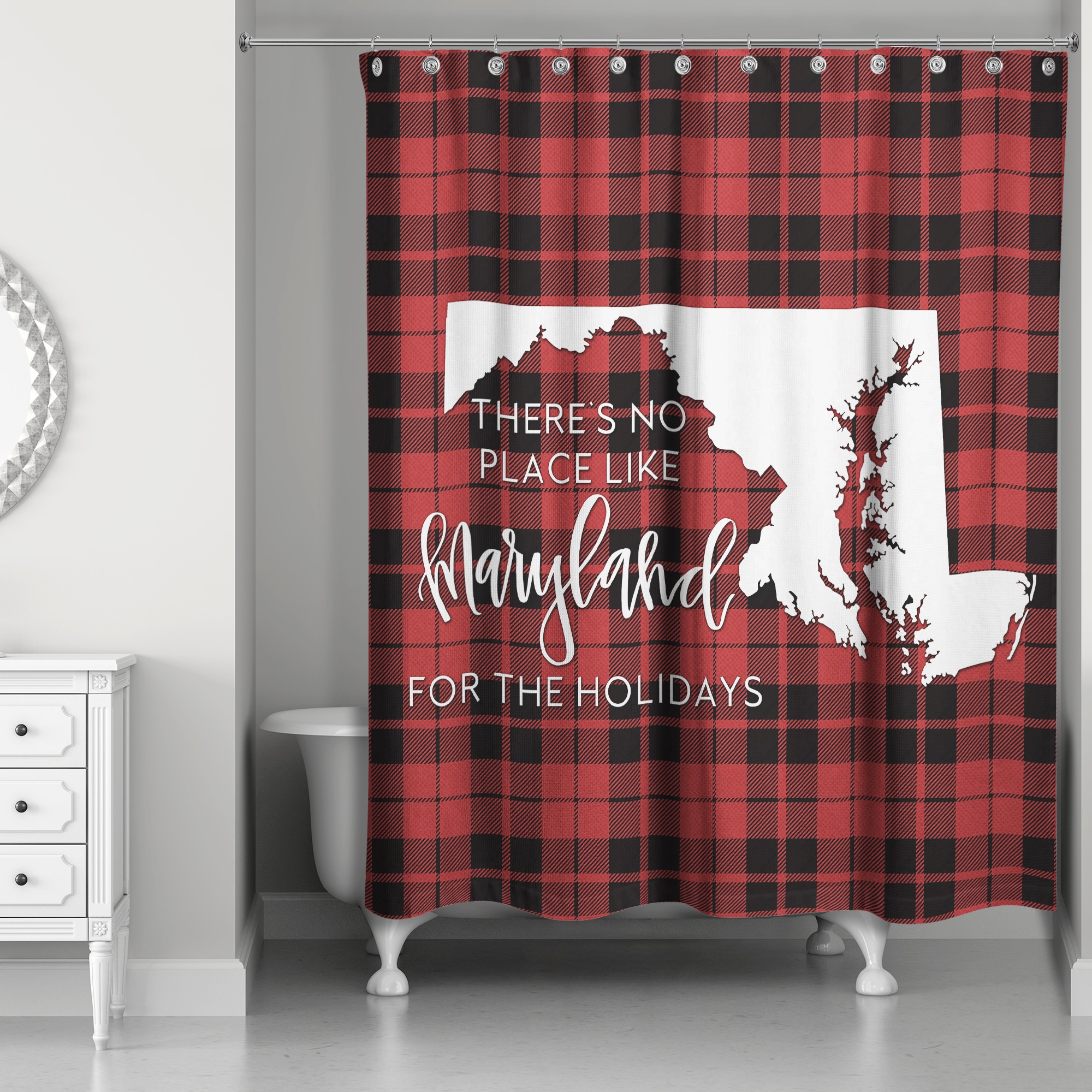There's No Place Like Maryland For the Holidays 71x74 Shower Curtain