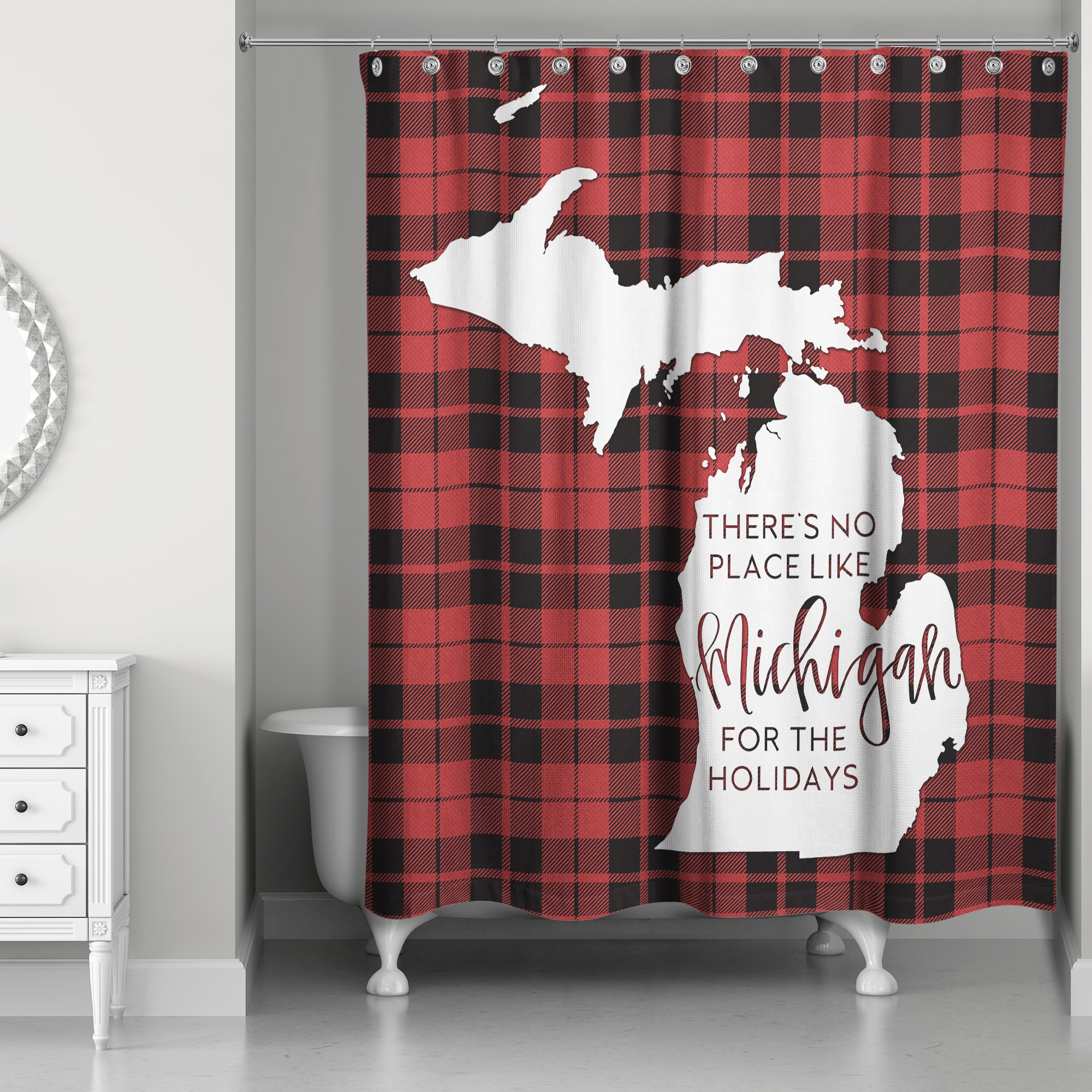 There's No Place Like Michigan For the Holidays 71x74 Shower Curtain