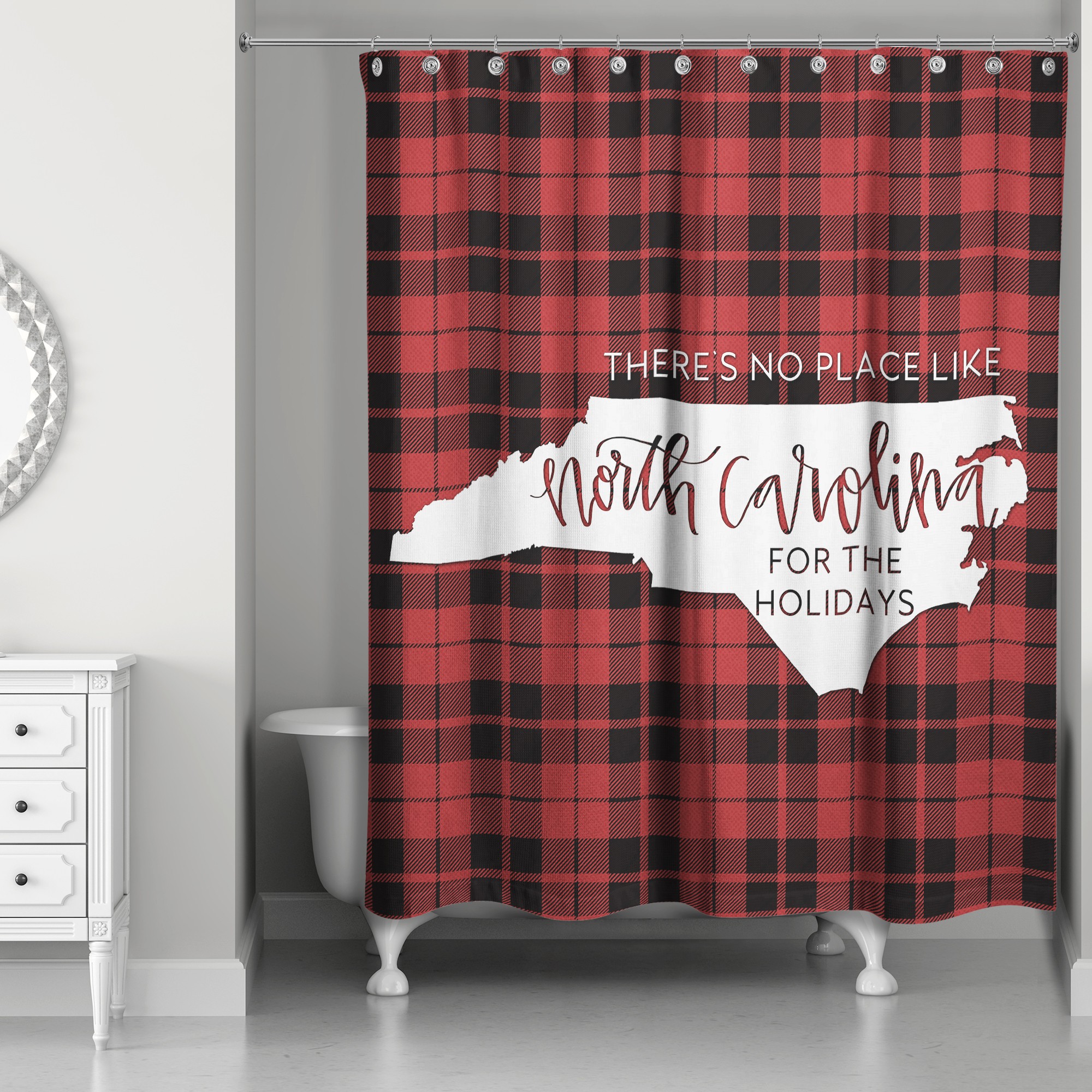 There's No Place Like North Carolina For the Holidays 71x74 Shower Curtain