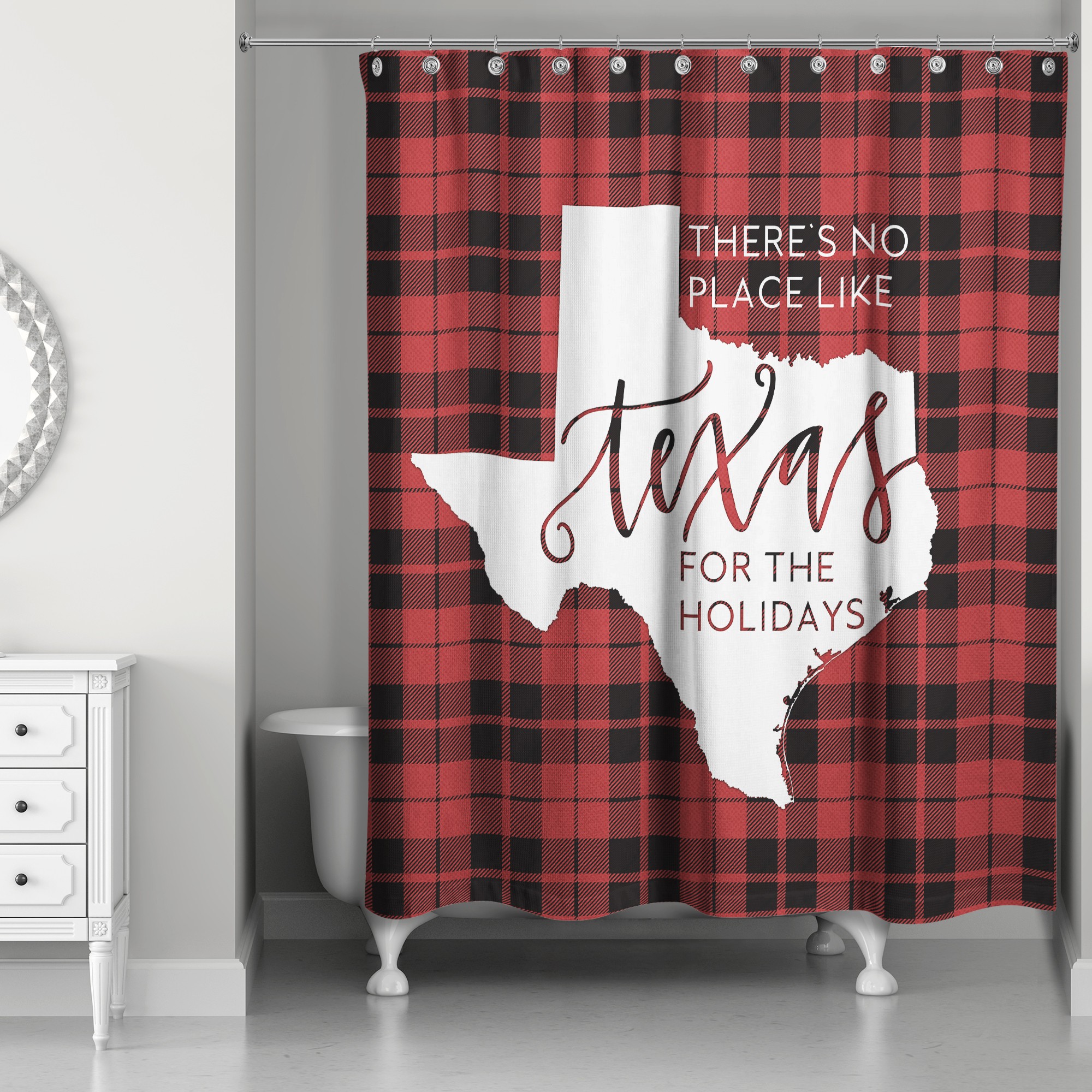 There's No Place Like Texas For the Holidays 71x74 Shower Curtain