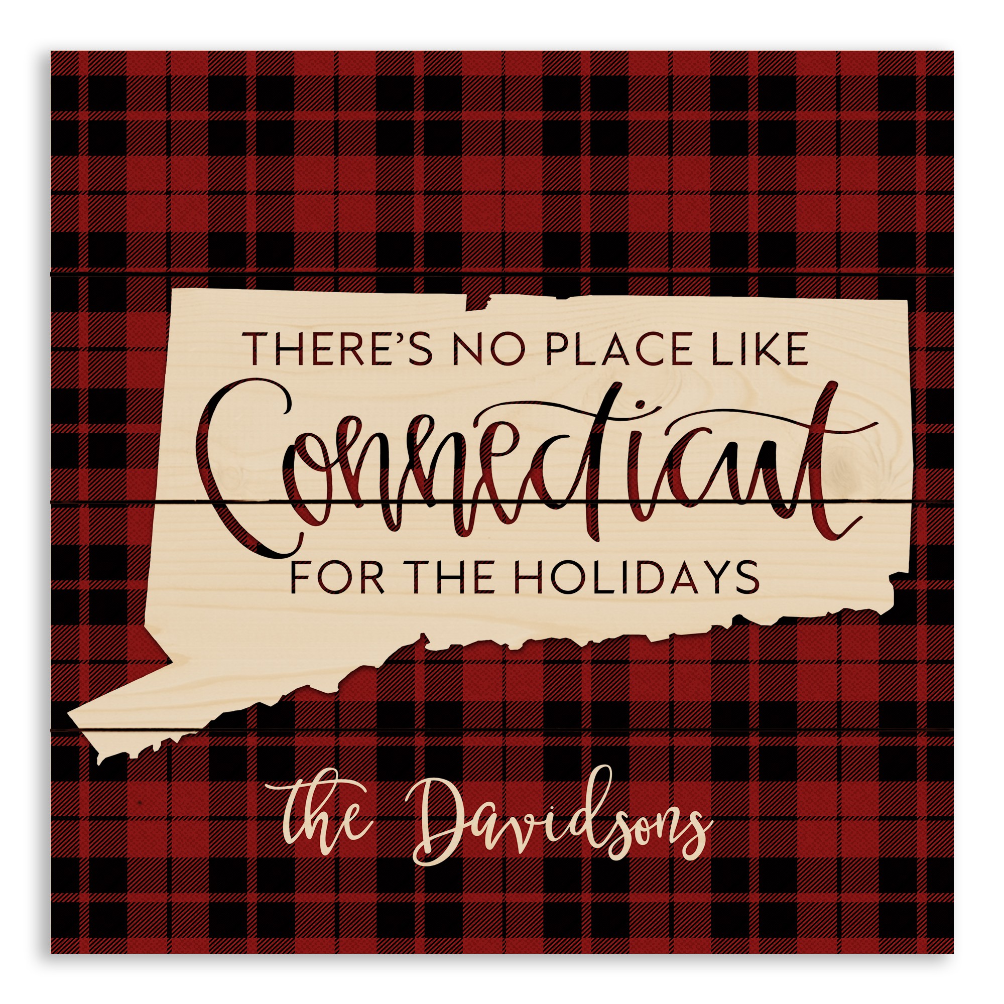 There's No Place Like Connecticut For the Holidays 14x14 Personalized Pallet Wood Art