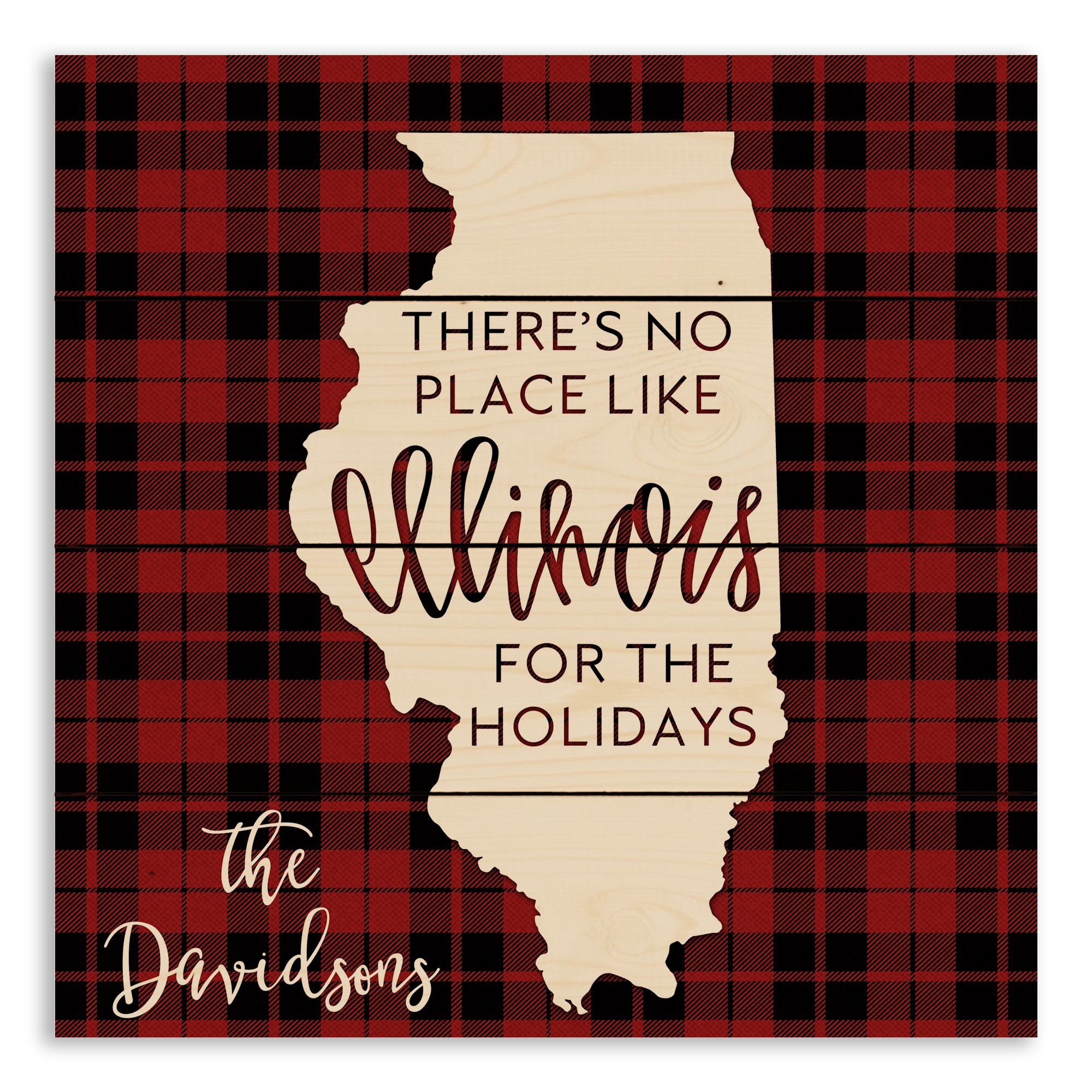 There's No Place Like Illinois For the Holidays 14x14 Personalized Pallet Wood Art