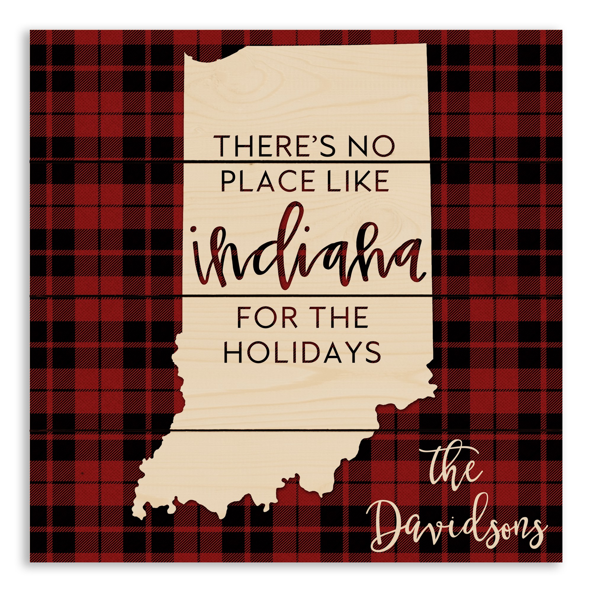 There's No Place Like Indiana For the Holidays 14x14 Personalized Pallet Wood Art