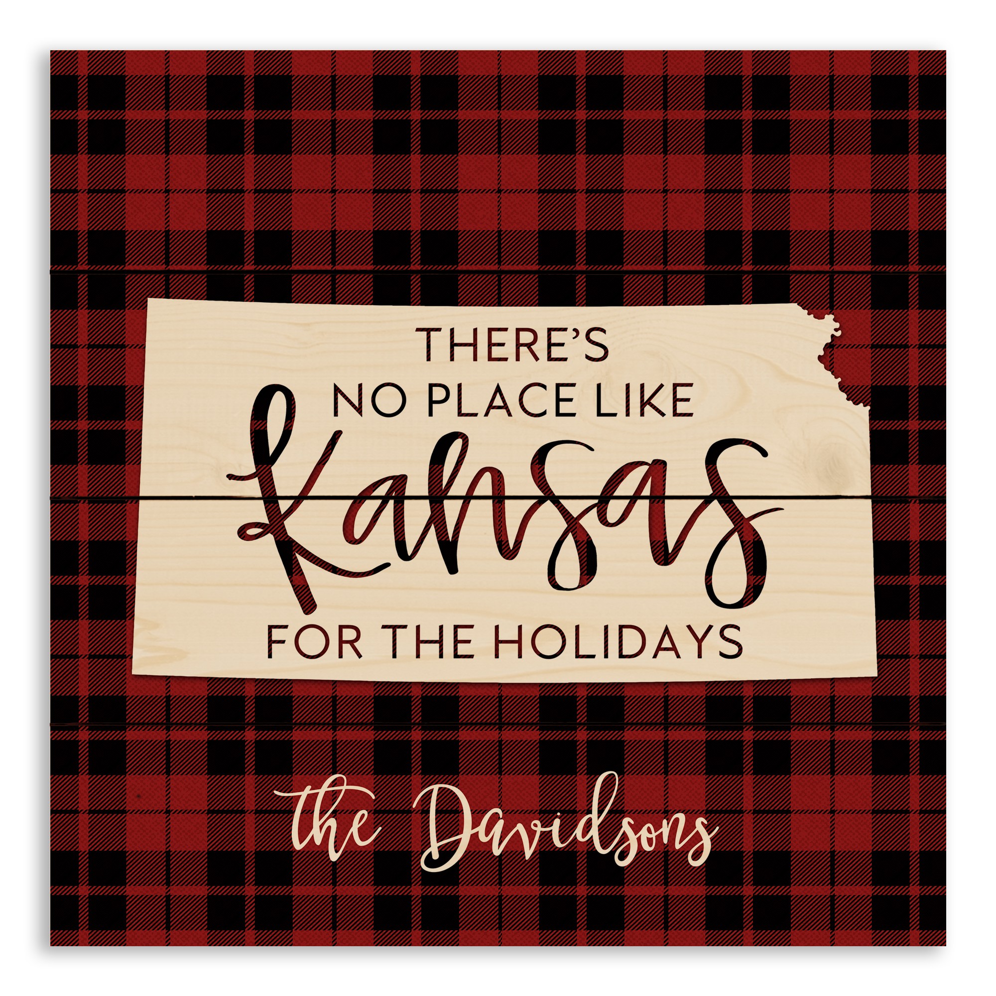 There's No Place Like Kansas For the Holidays 14x14 Personalized Pallet Wood Art